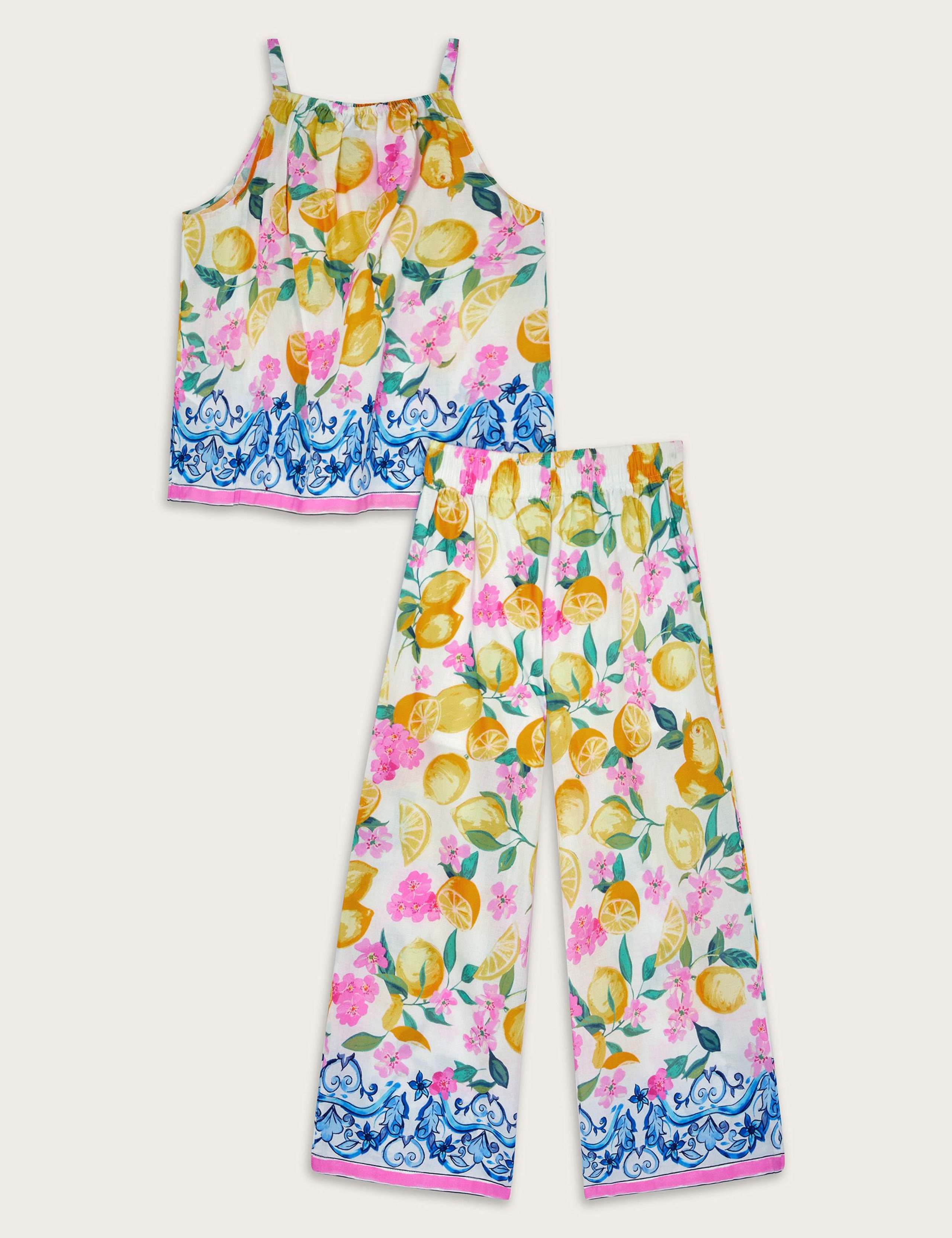 Pure Cotton Lemon Print Top & Bottom Outfit (3-15 Yrs) 4 of 4