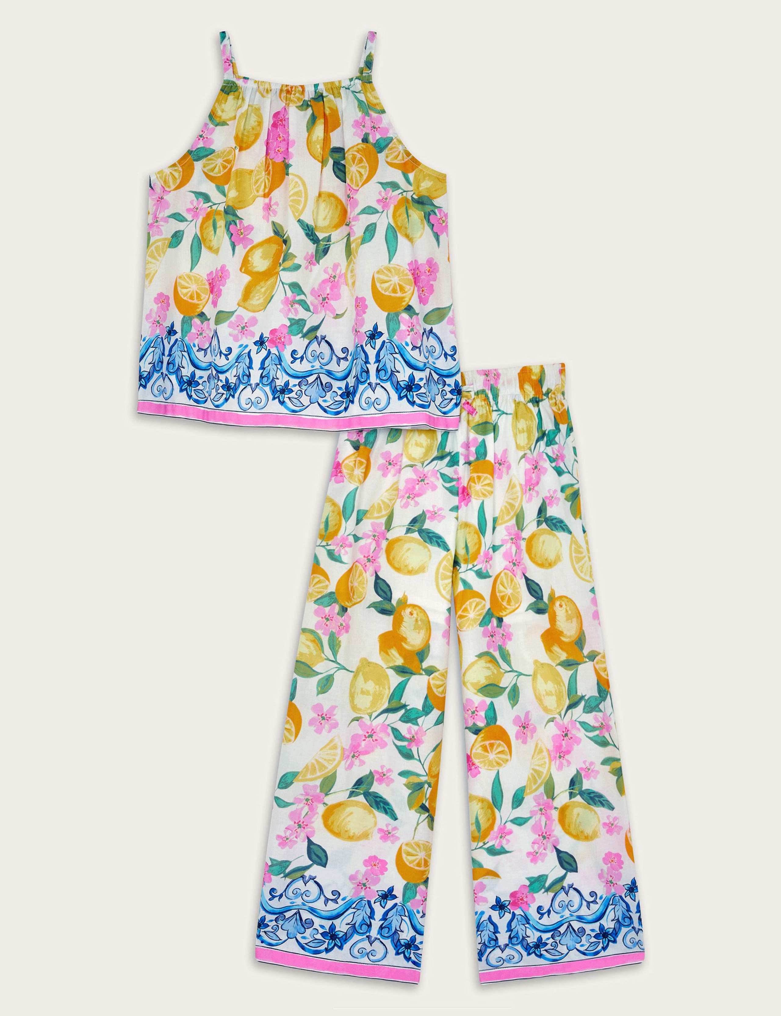 Pure Cotton Lemon Print Top & Bottom Outfit (3-15 Yrs) 2 of 4
