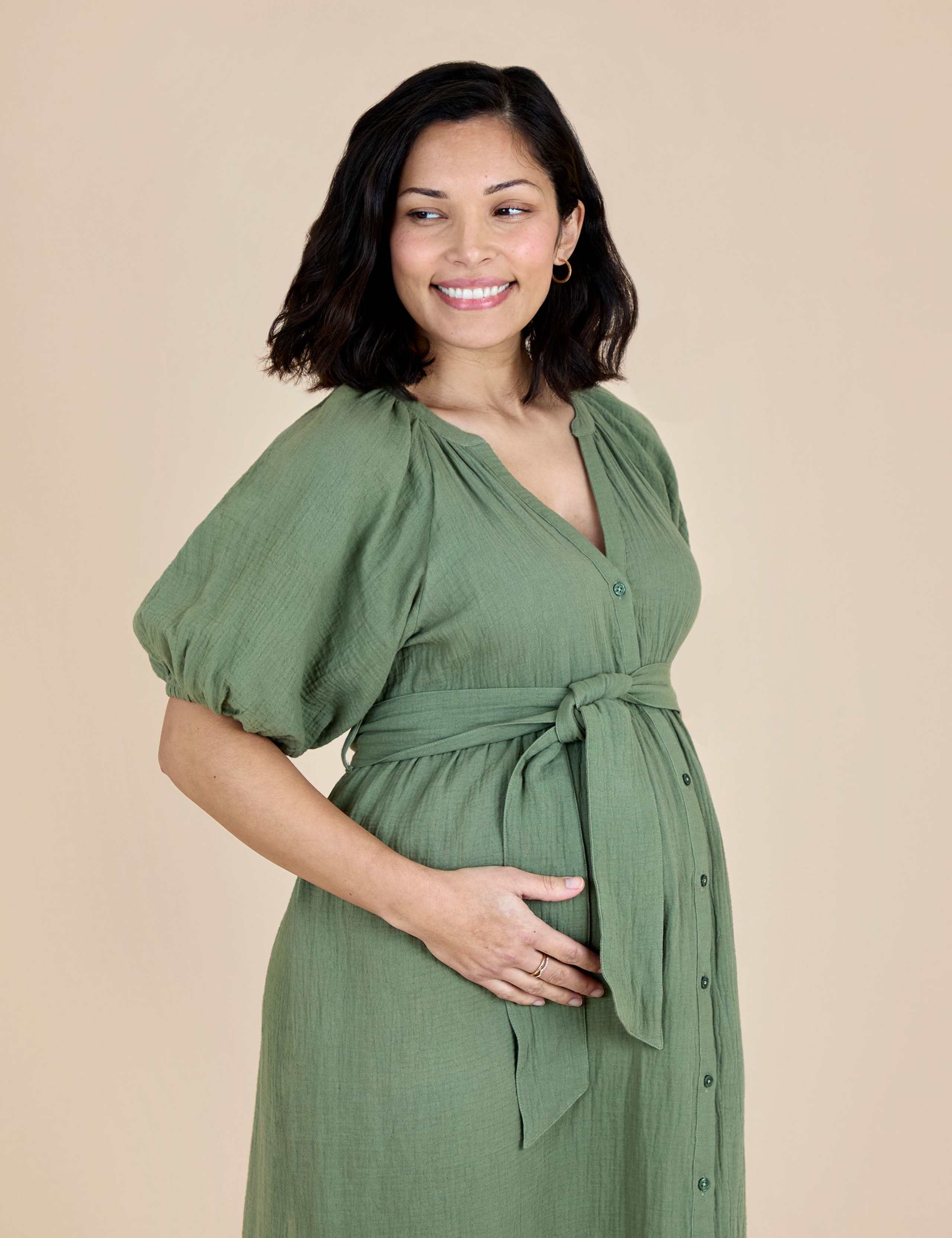 Maternity Pure Cotton Midi Shirt Dress 2 of 6