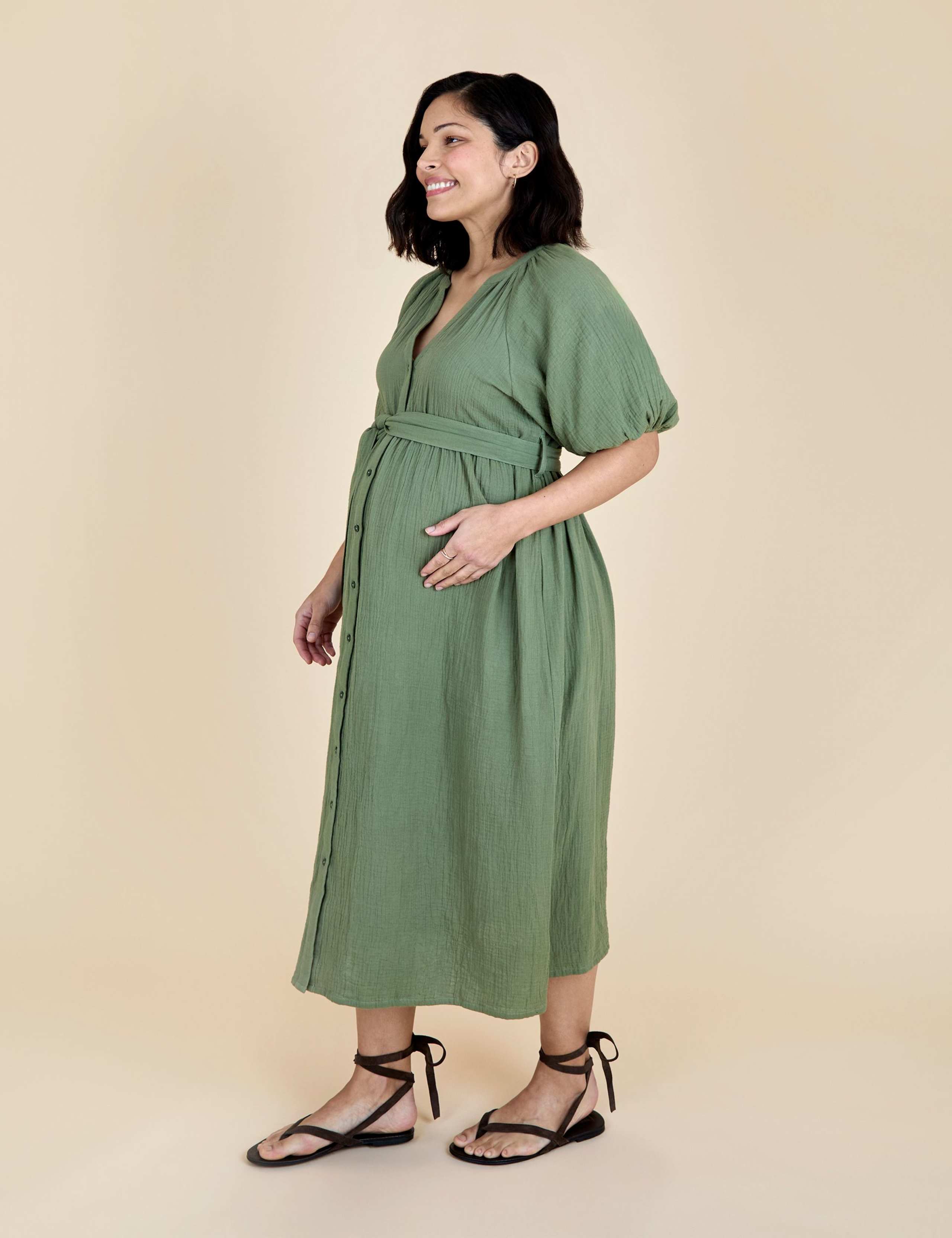 Maternity Pure Cotton Midi Shirt Dress 4 of 6