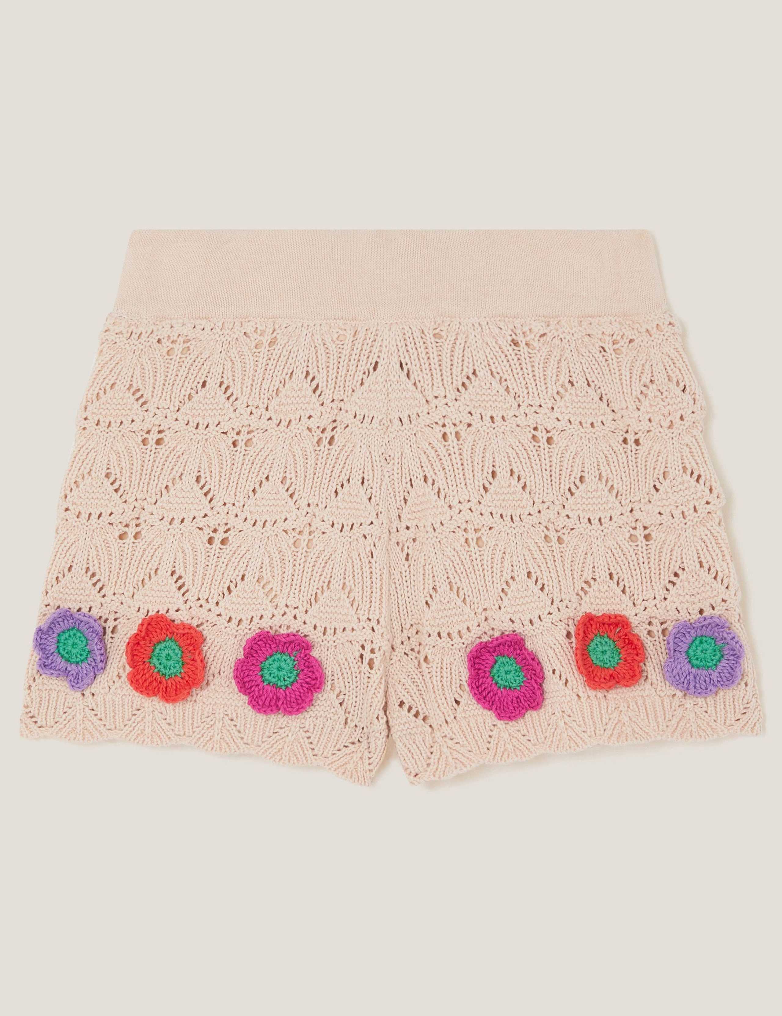 Pure Cotton Knitted Flower Shorts (3-13 Yrs) 1 of 3