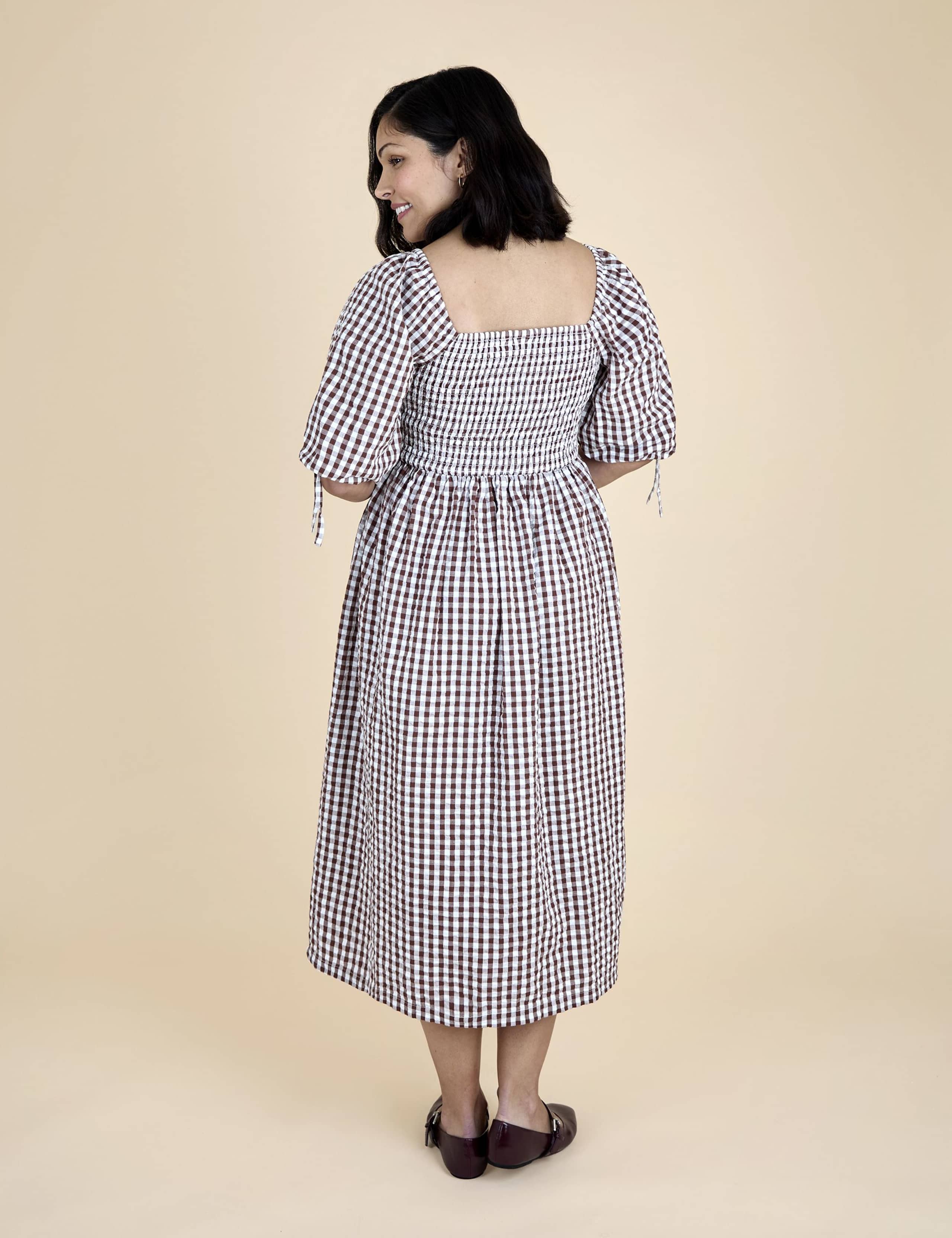 Maternity Pure Cotton Gingham Midi Dress 5 of 6