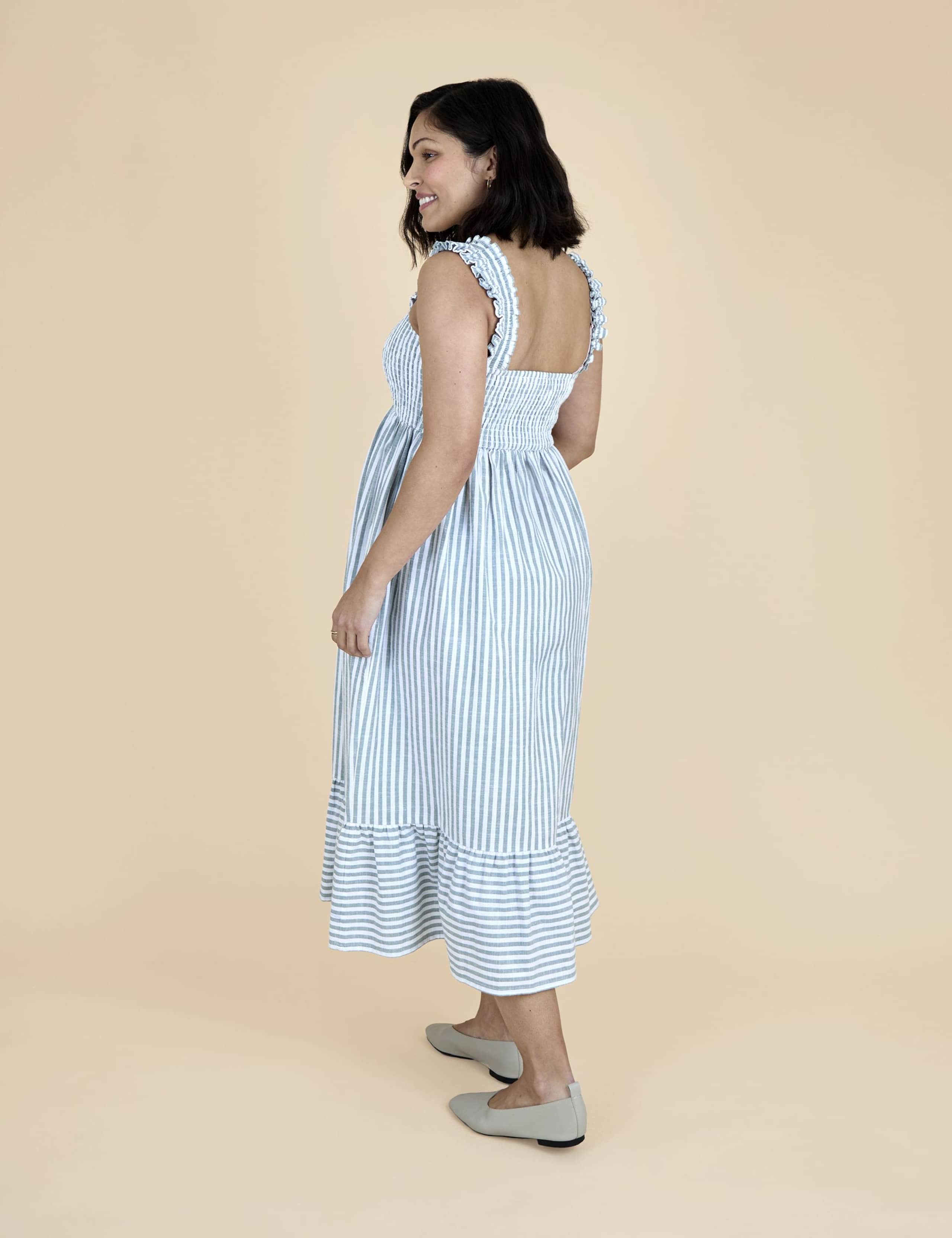 Maternity Pure Cotton Striped Midi Dress 5 of 6