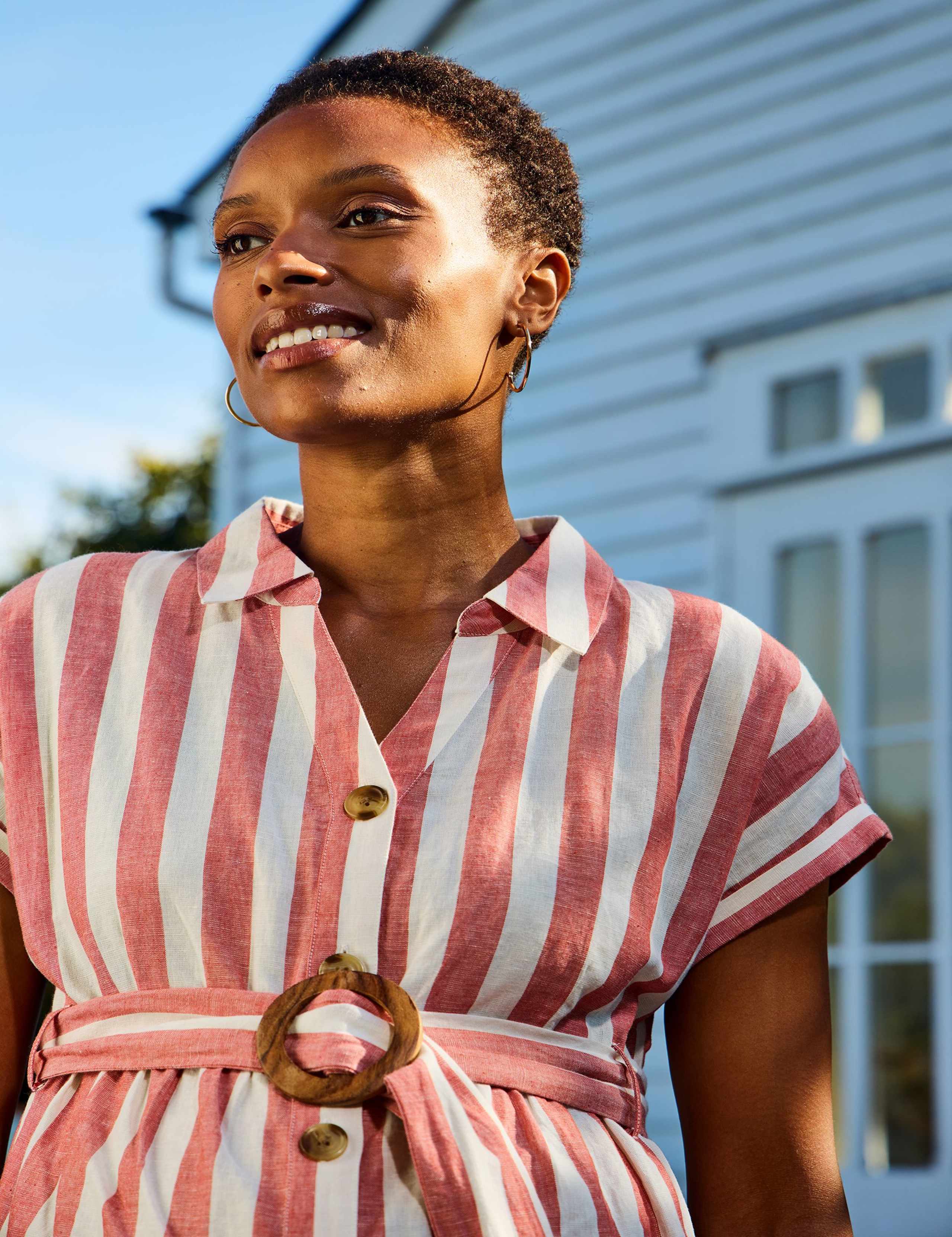 Maternity Pure Cotton Striped Midi Dress 2 of 8