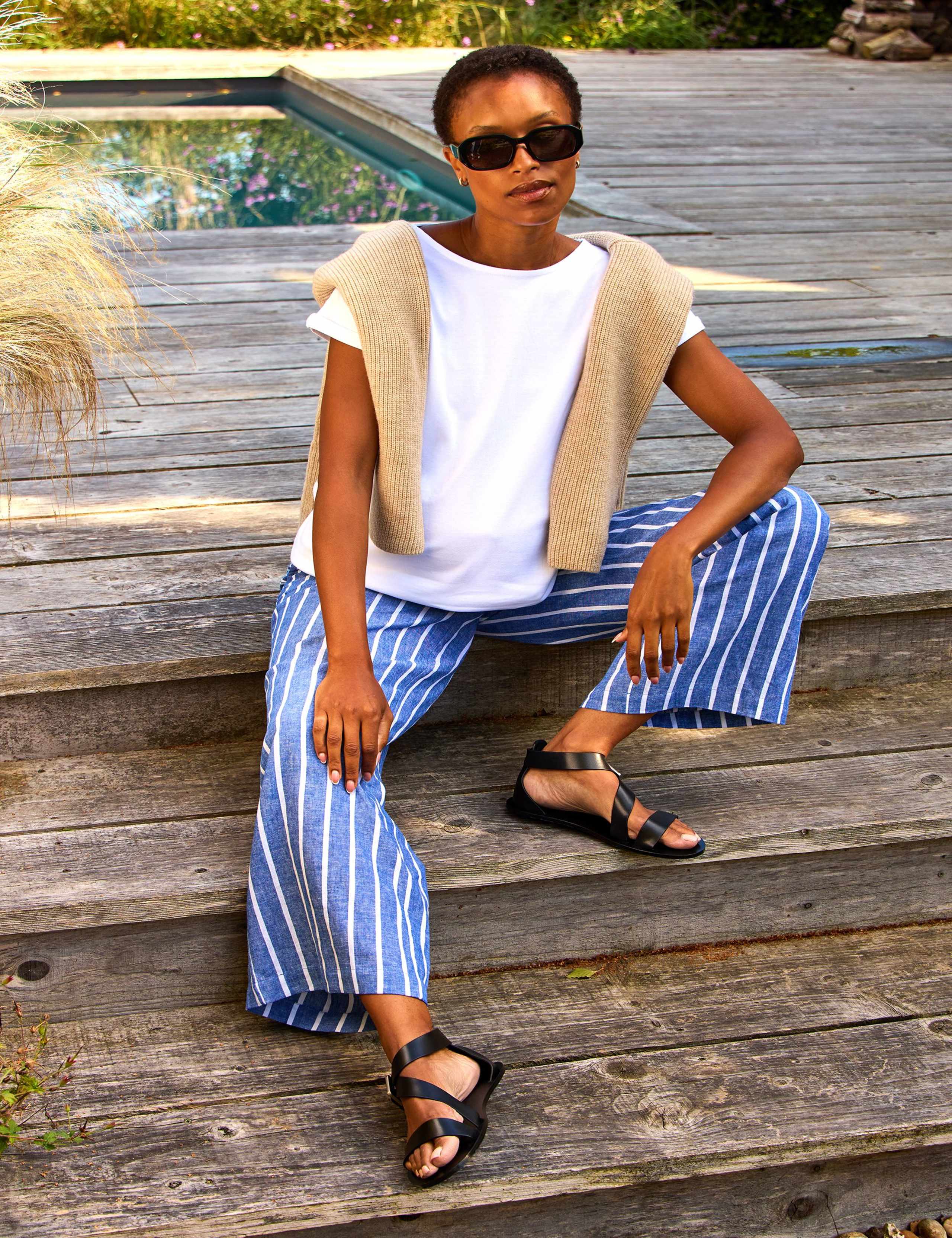 Maternity Pure Cotton Striped Trousers 1 of 6