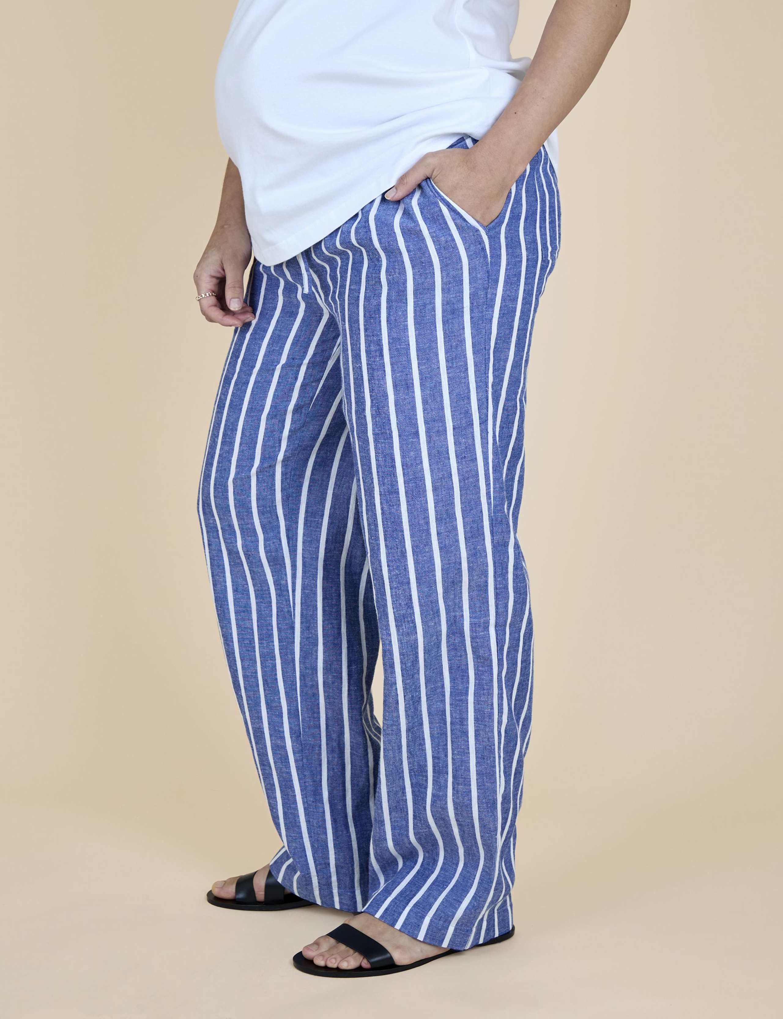 Maternity Pure Cotton Striped Trousers 5 of 6