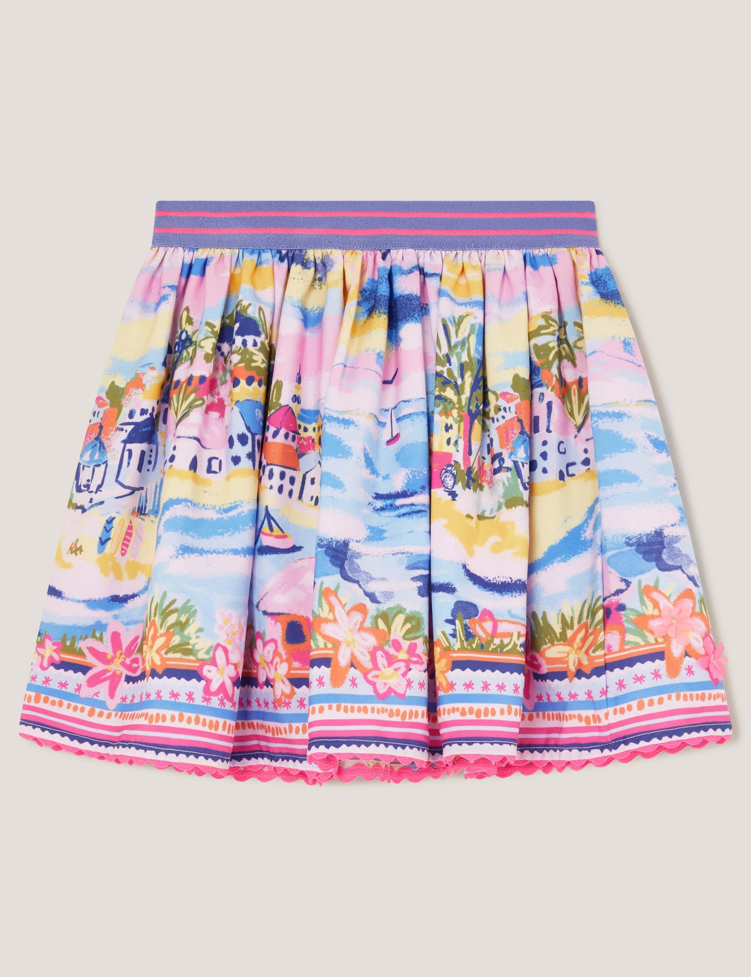 Tropical Print Floral Appliqué Skirt (3-13 Yrs) 2 of 3