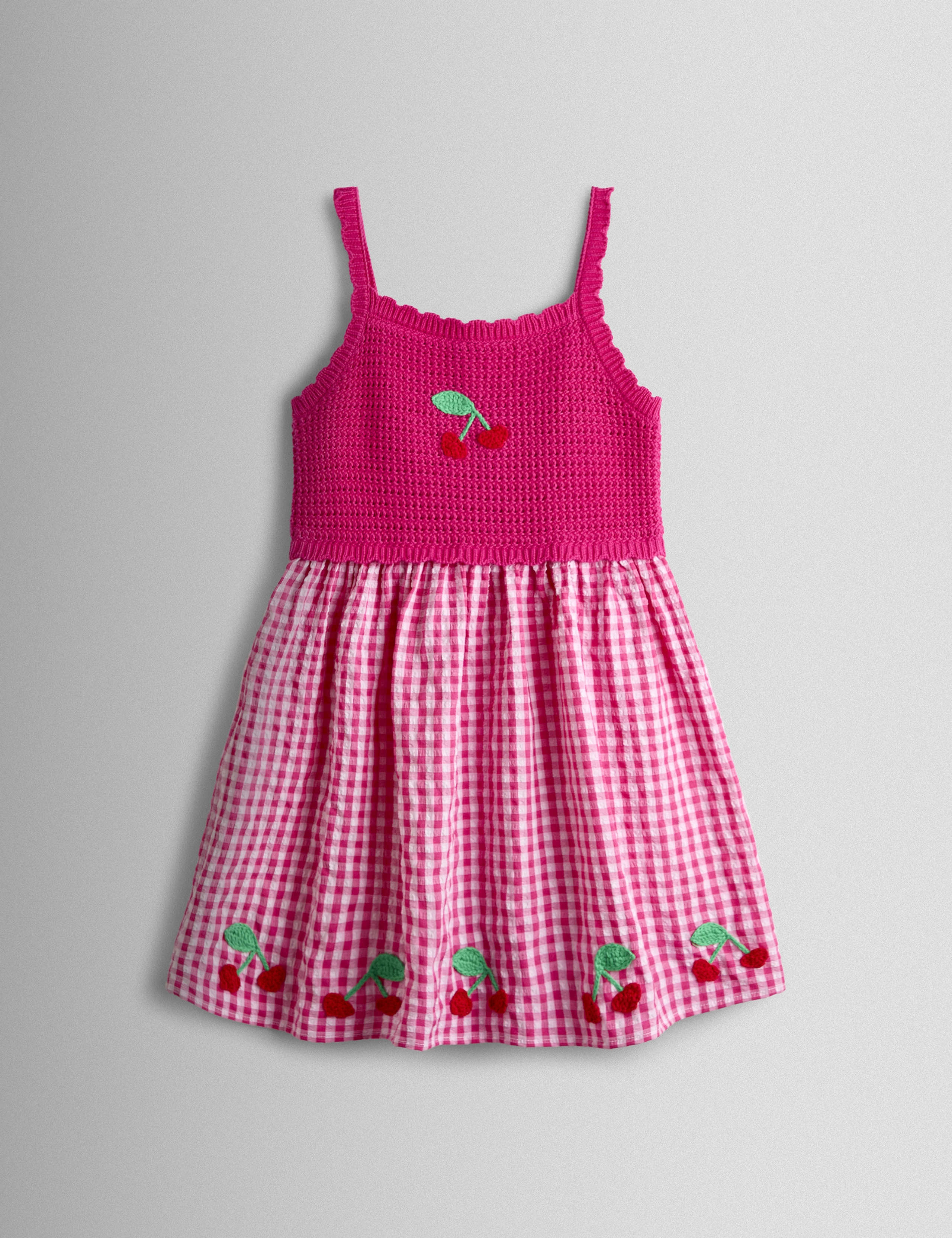 Cotton Blend Checked Cherry Dress (6 Mths-9 Yrs) 2 of 4