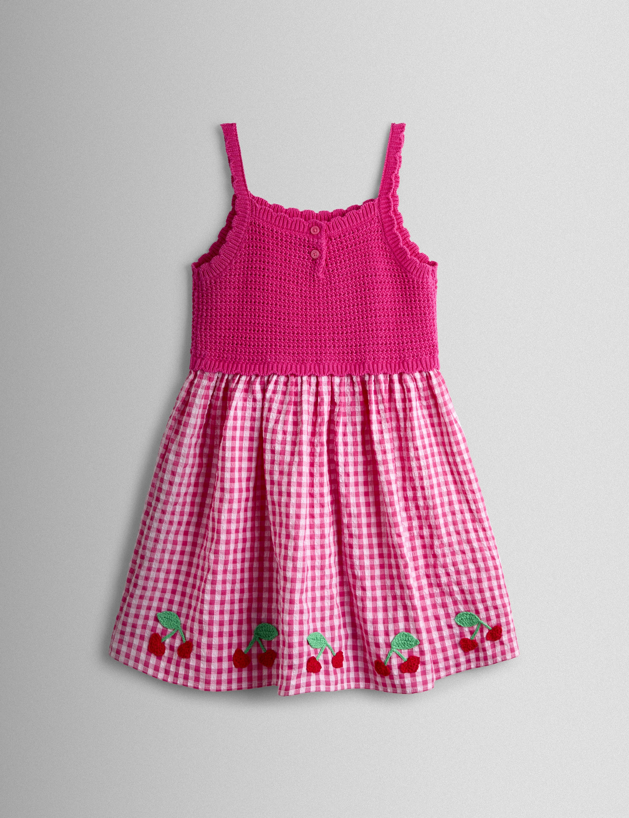 Cotton Blend Checked Cherry Dress (6 Mths-9 Yrs) 3 of 4
