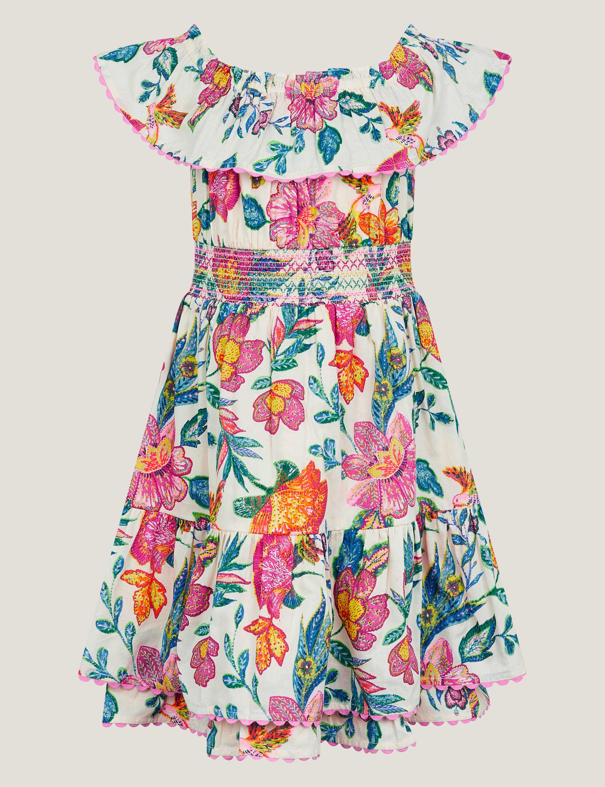Pure Cotton Floral Dress (3-13 Yrs) 1 of 3