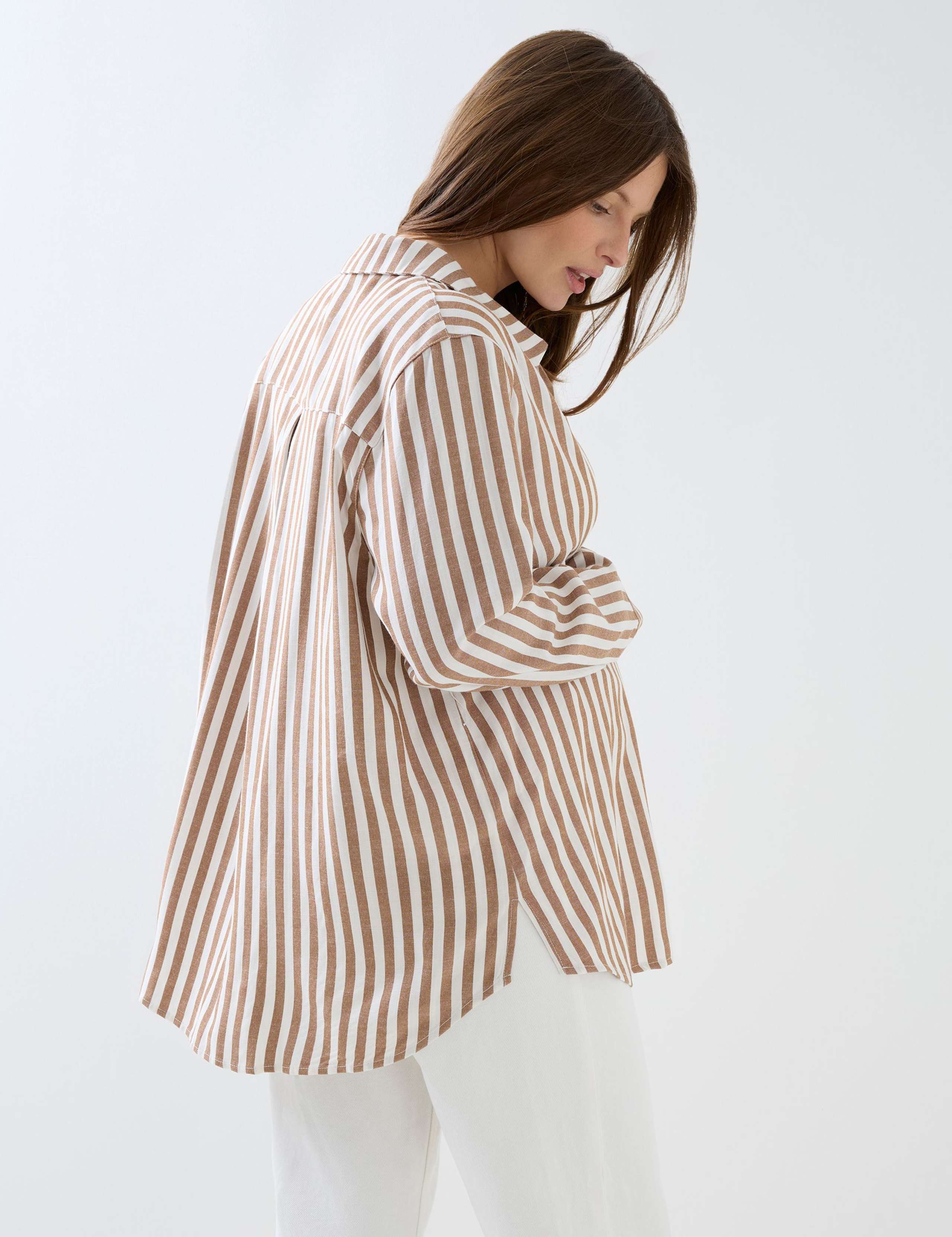 Maternity Pure Cotton Striped Button Through Shirt 4 of 7