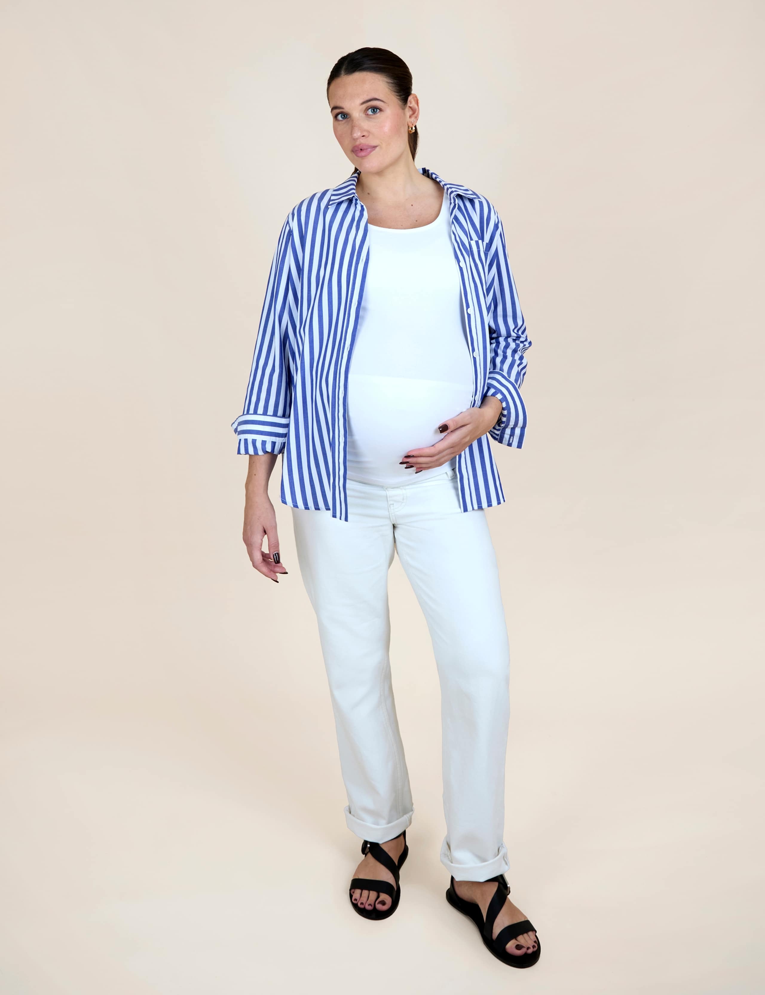 Maternity Pure Cotton Striped Button Through Shirt 1 of 4
