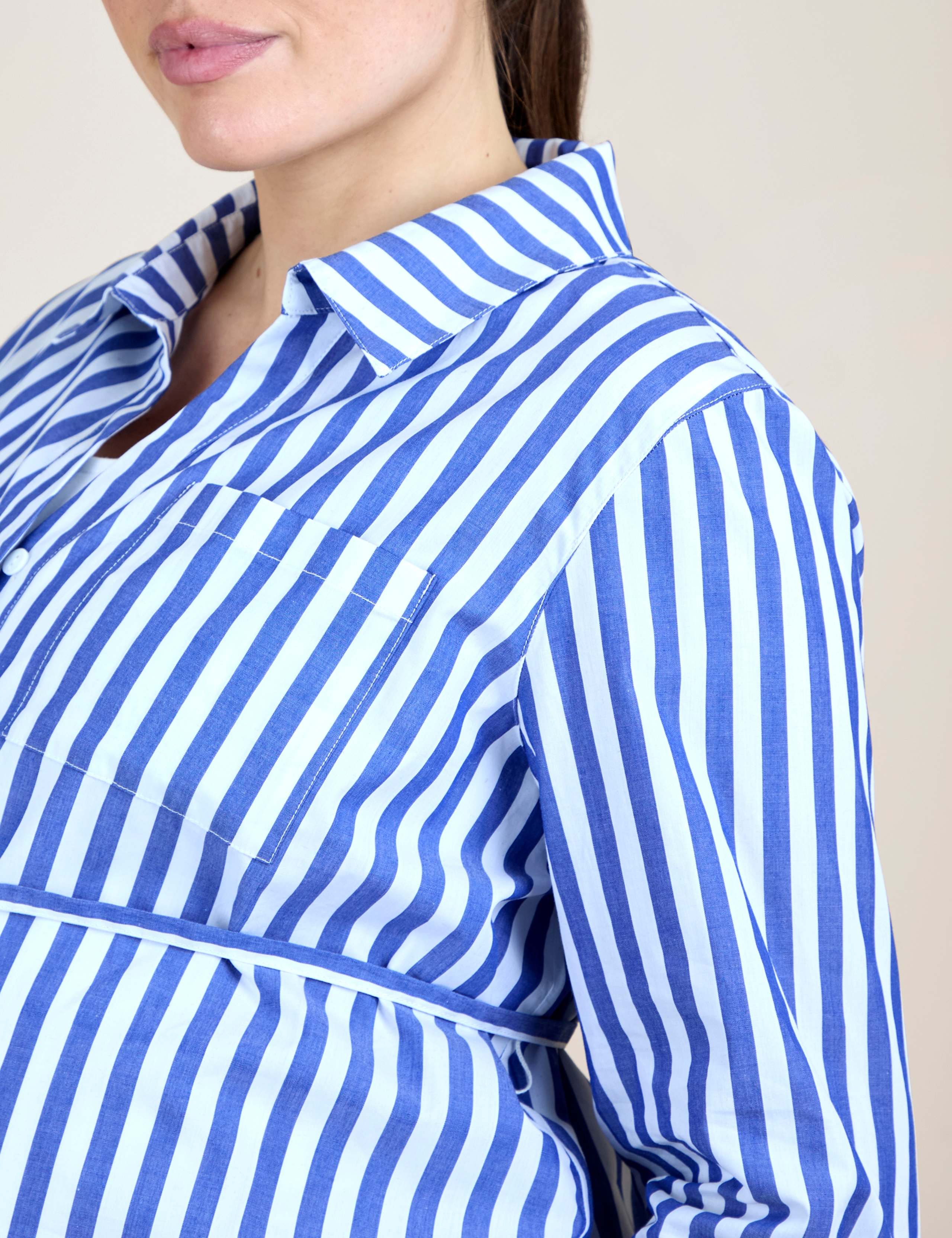 Maternity Pure Cotton Striped Button Through Shirt 4 of 4