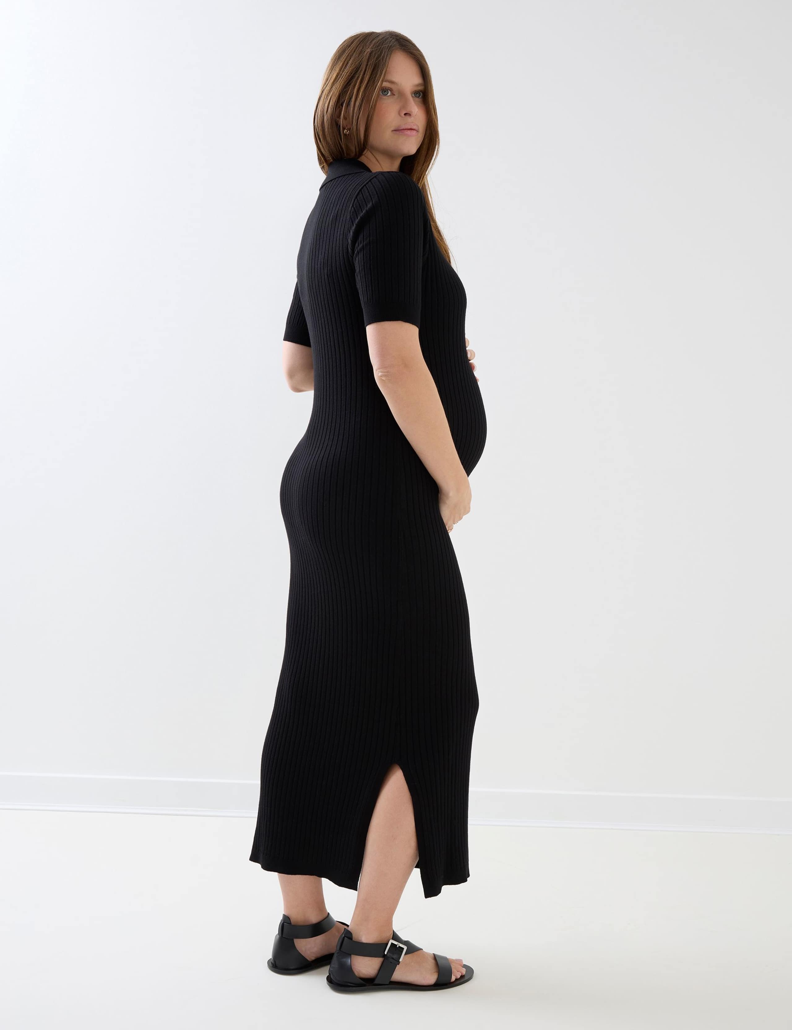 Maternity Ribbed Collared Midi Dress 6 of 6