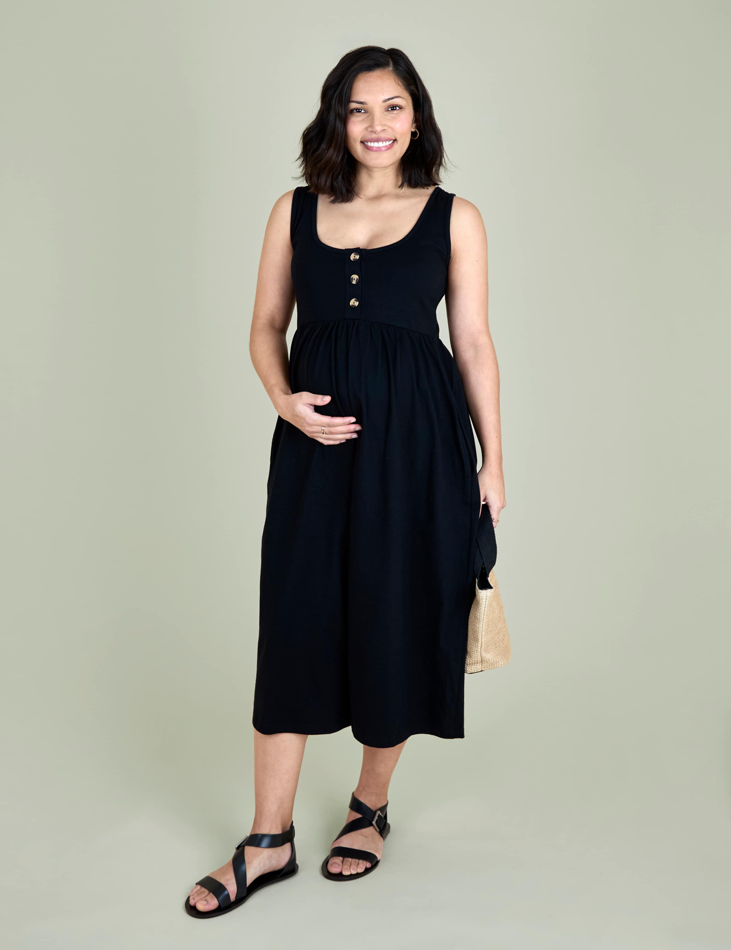 Maternity Pure Cotton Midi Waisted Dress 1 of 5