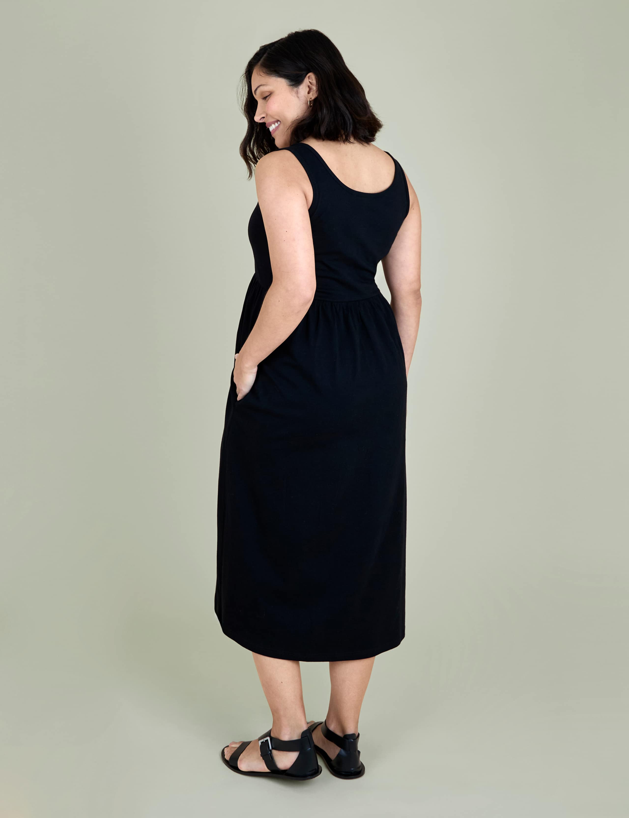 Maternity Pure Cotton Midi Waisted Dress 3 of 5
