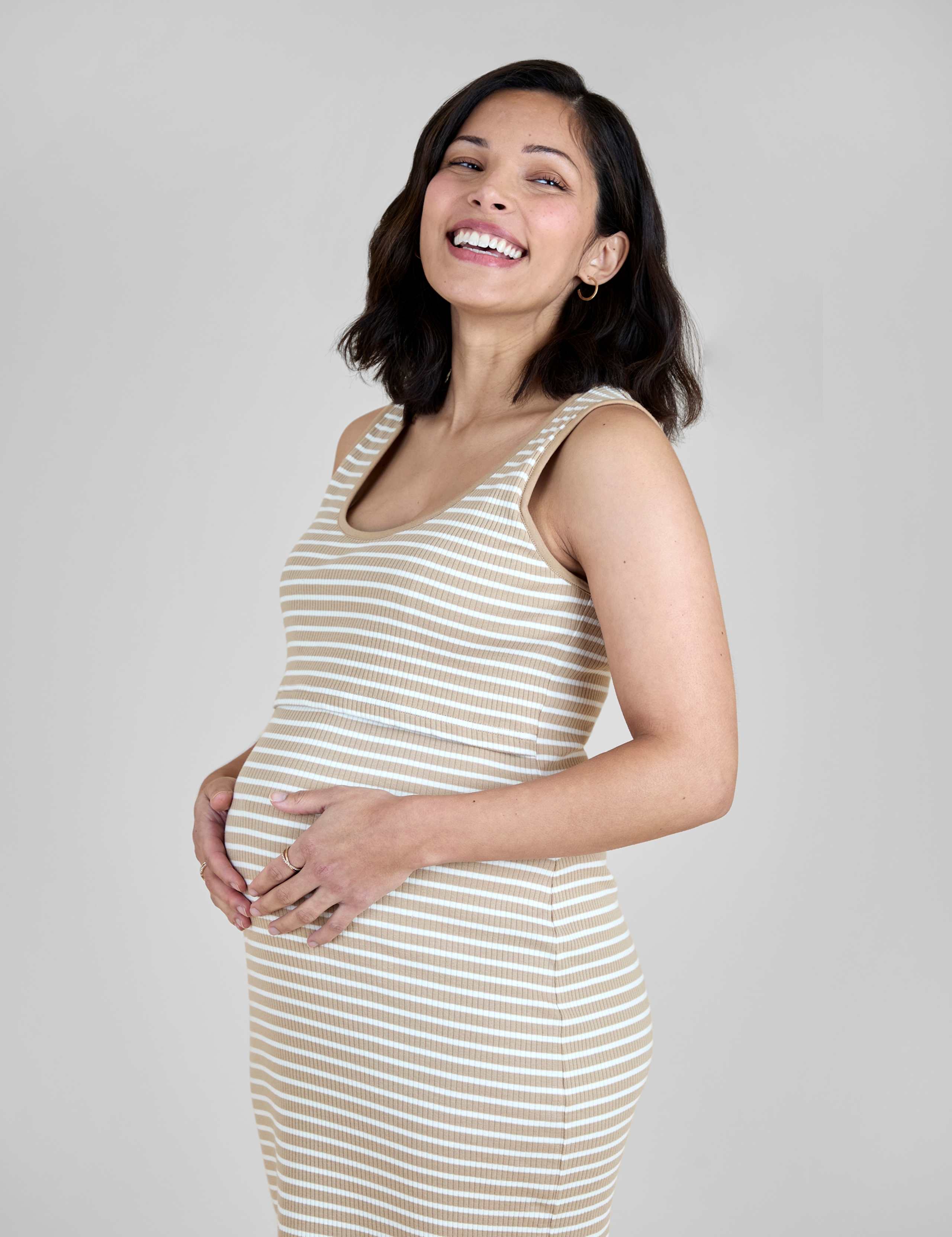 Maternity Cotton Rich Striped Maxi Bodycon Dress 2 of 6