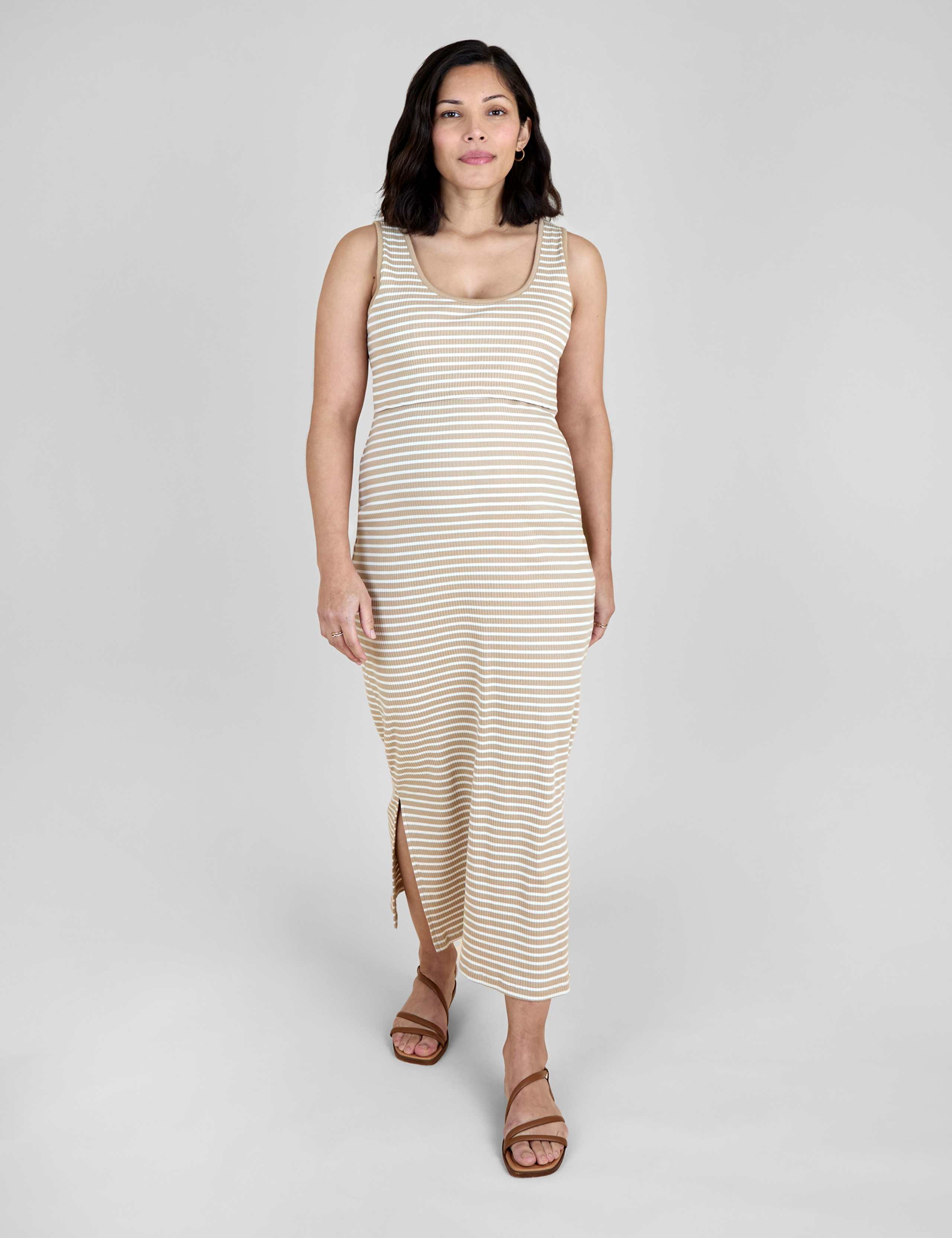 Maternity Cotton Rich Striped Maxi Bodycon Dress 4 of 6