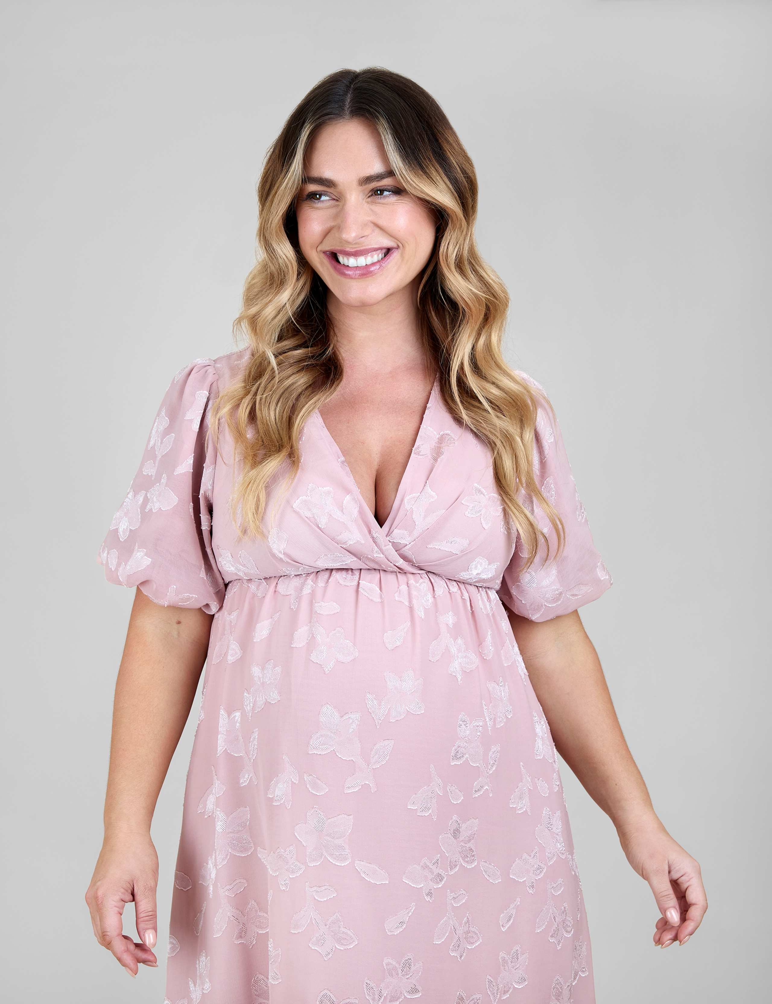 Maternity Floral V-Neck Midi Skater Dress 2 of 6