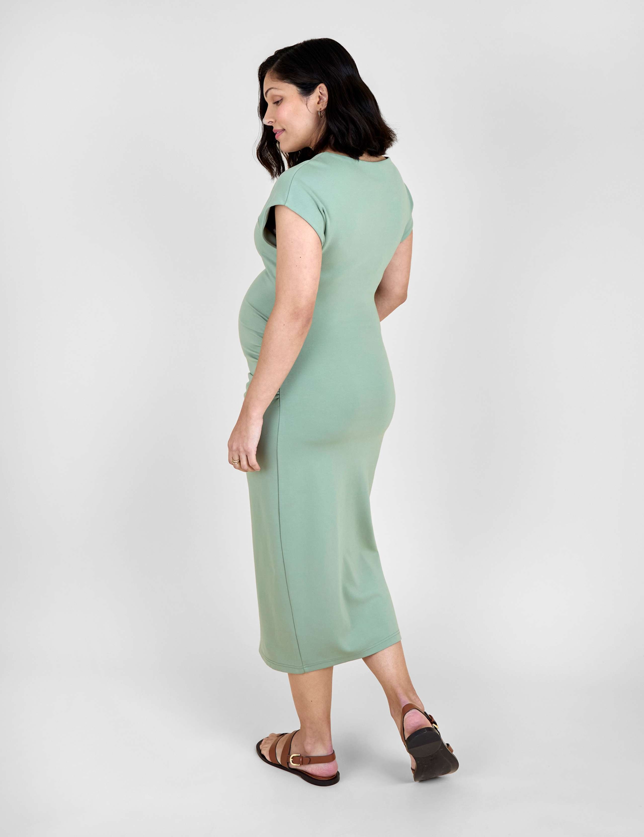 Maternity Ruched Midi Bodycon Dress 4 of 5