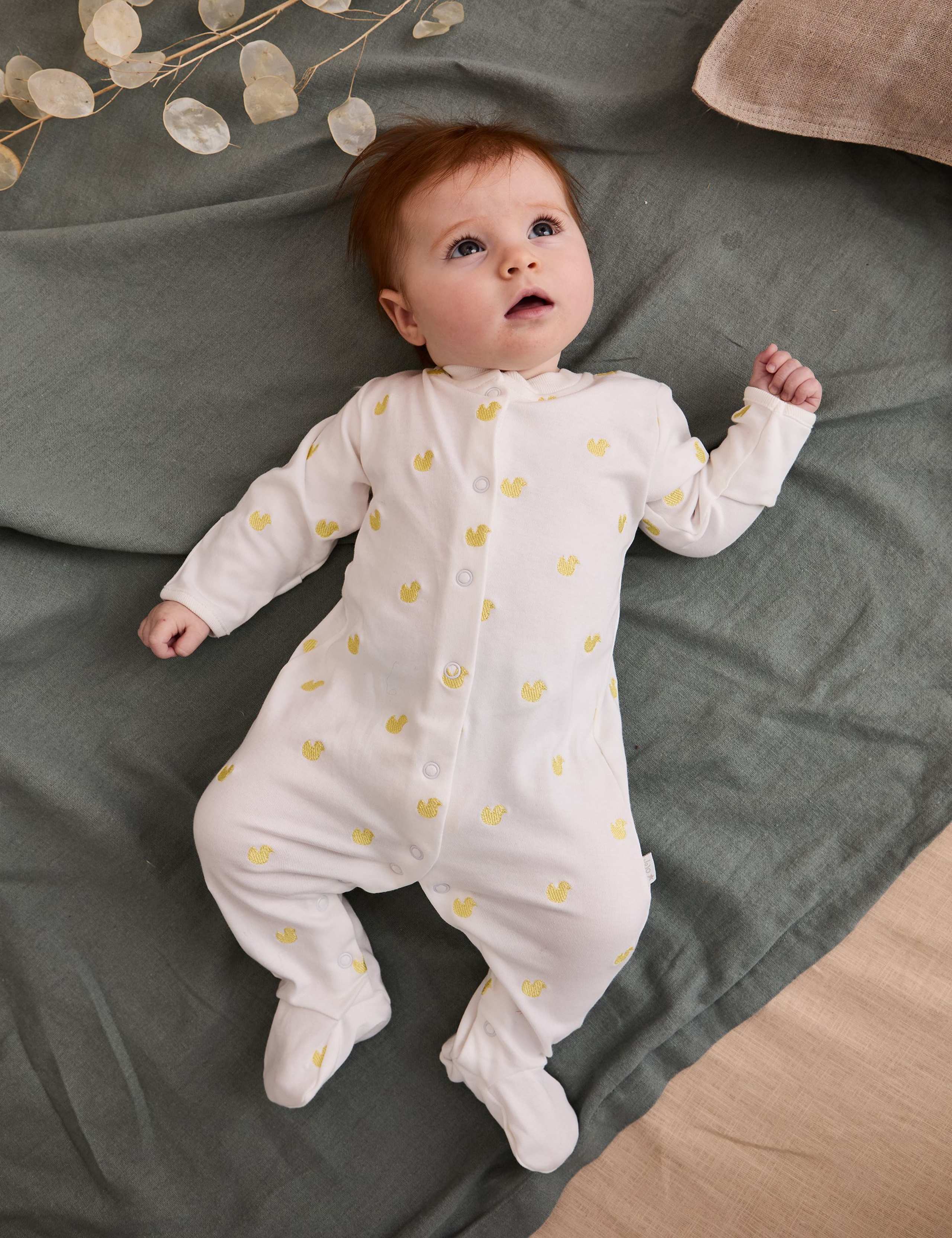Pure Cotton Duck Sleepsuit (0-12 Mths) 1 of 4