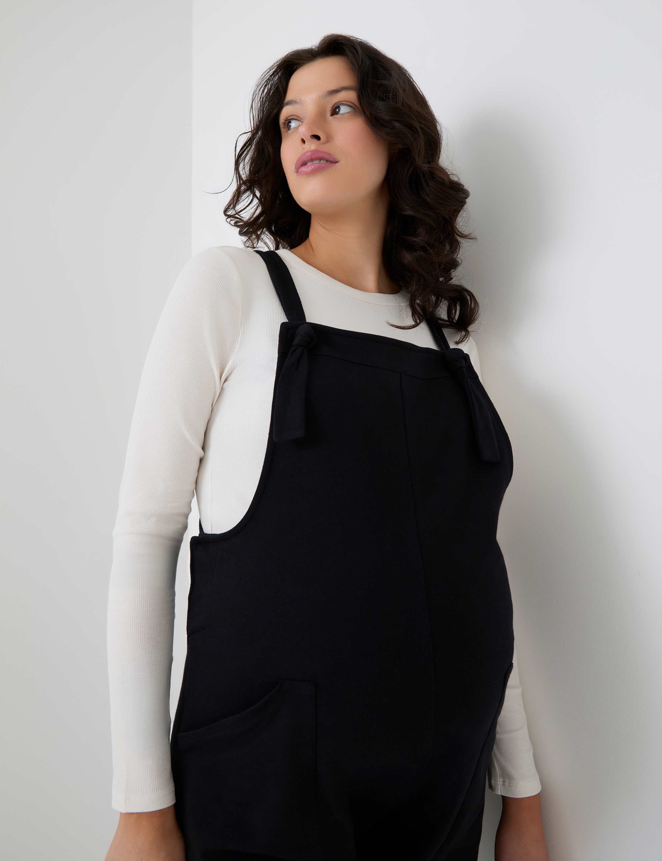 Maternity Pure Cotton Jersey Dungarees 1 of 4