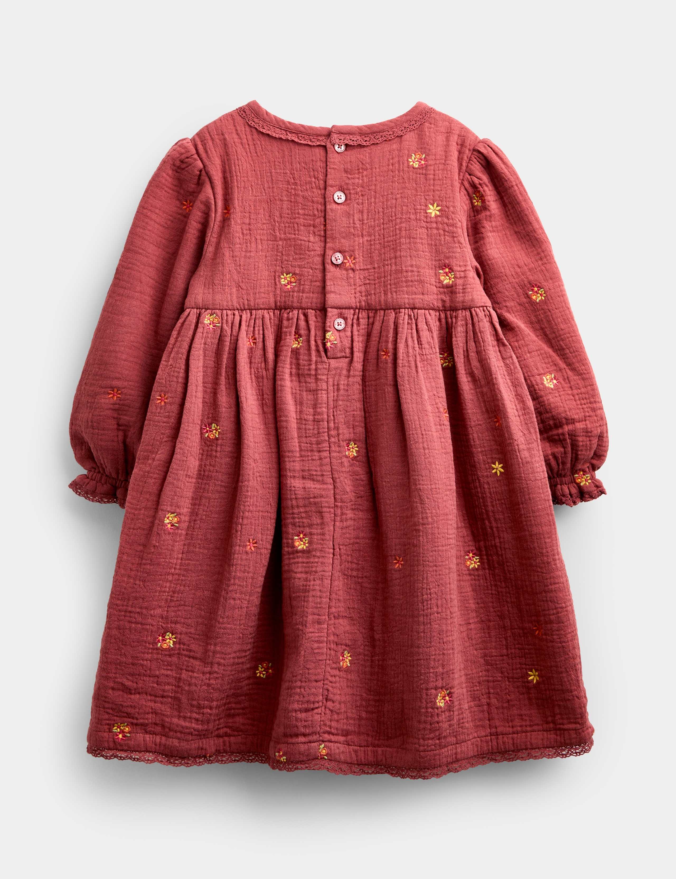 2 Piece Pure Cotton Embroidered Dress & Gilet (1-5 Yrs) 3 of 6