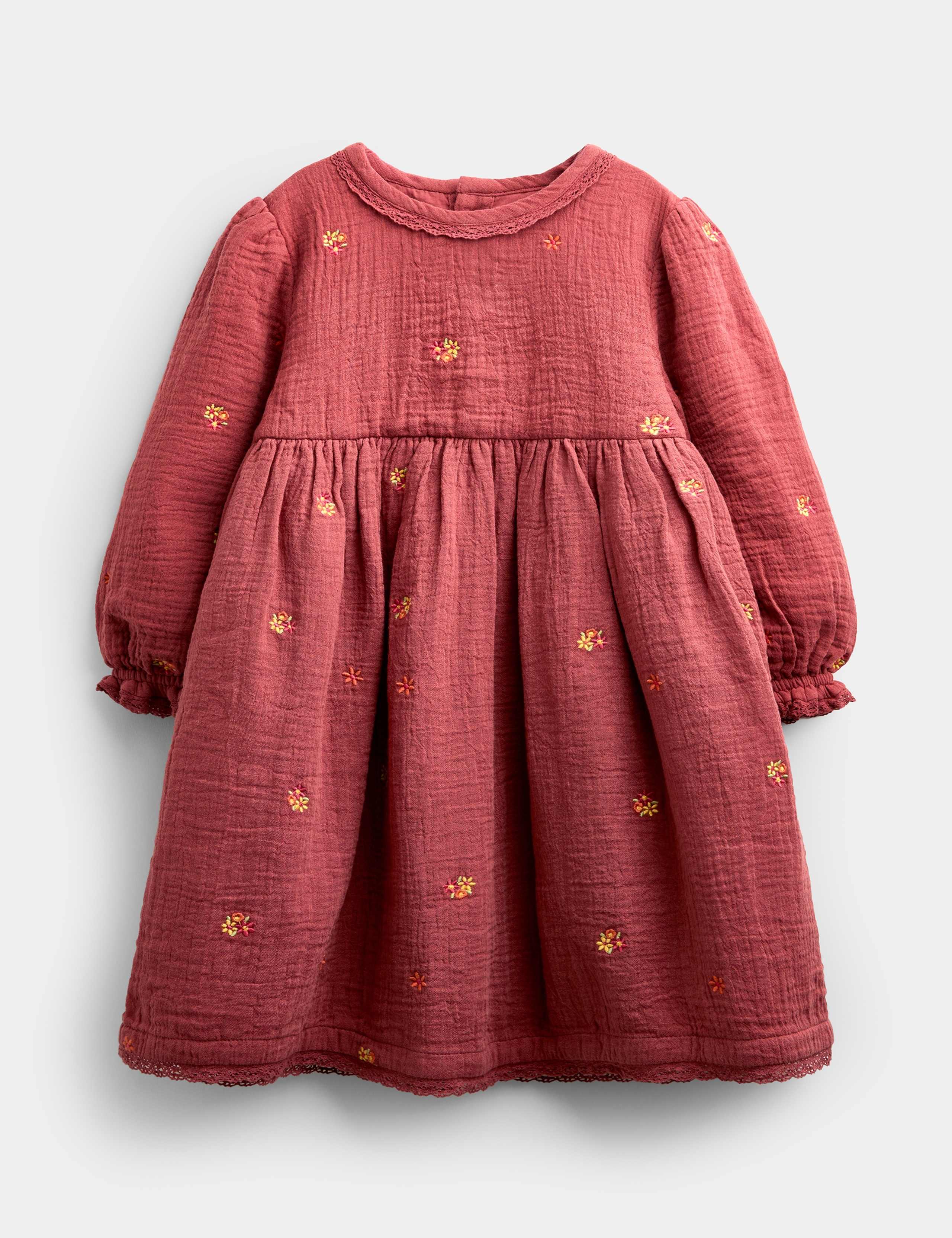 2 Piece Pure Cotton Embroidered Dress & Gilet (1-5 Yrs) 5 of 6