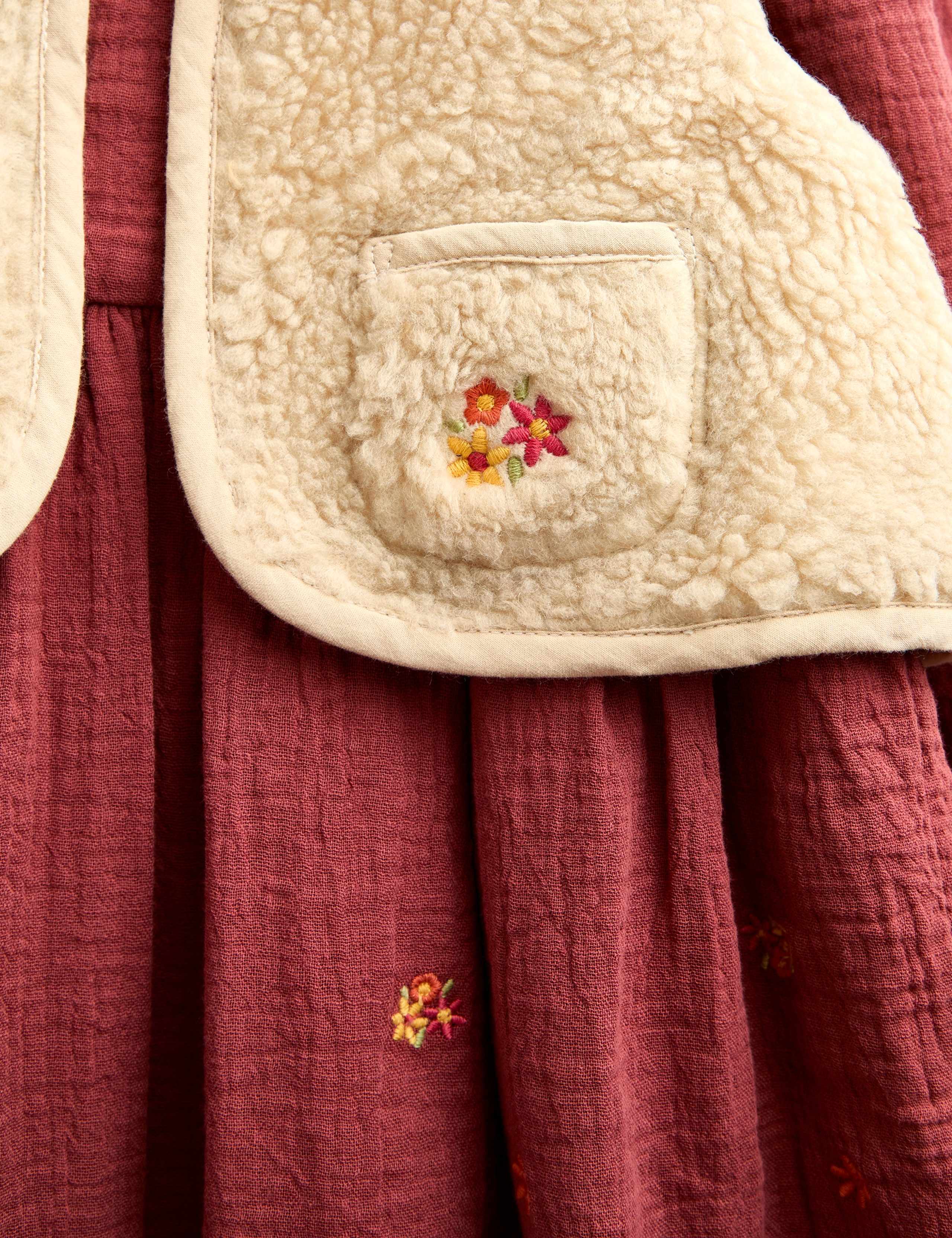 2 Piece Pure Cotton Embroidered Dress & Gilet (1-5 Yrs) 6 of 6