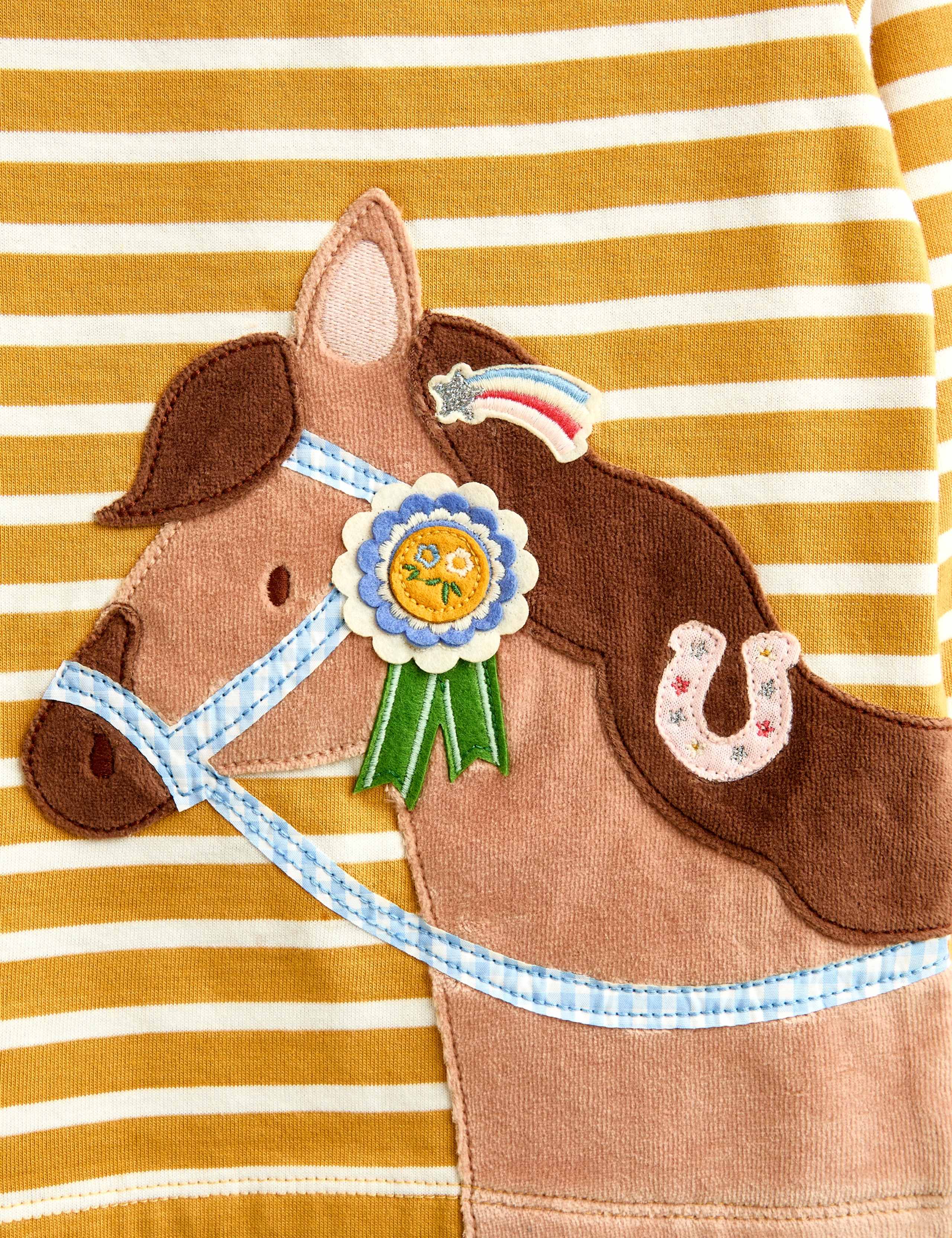 Pure Cotton Striped Horse Appliqué Top (1-5 Yrs) 4 of 4