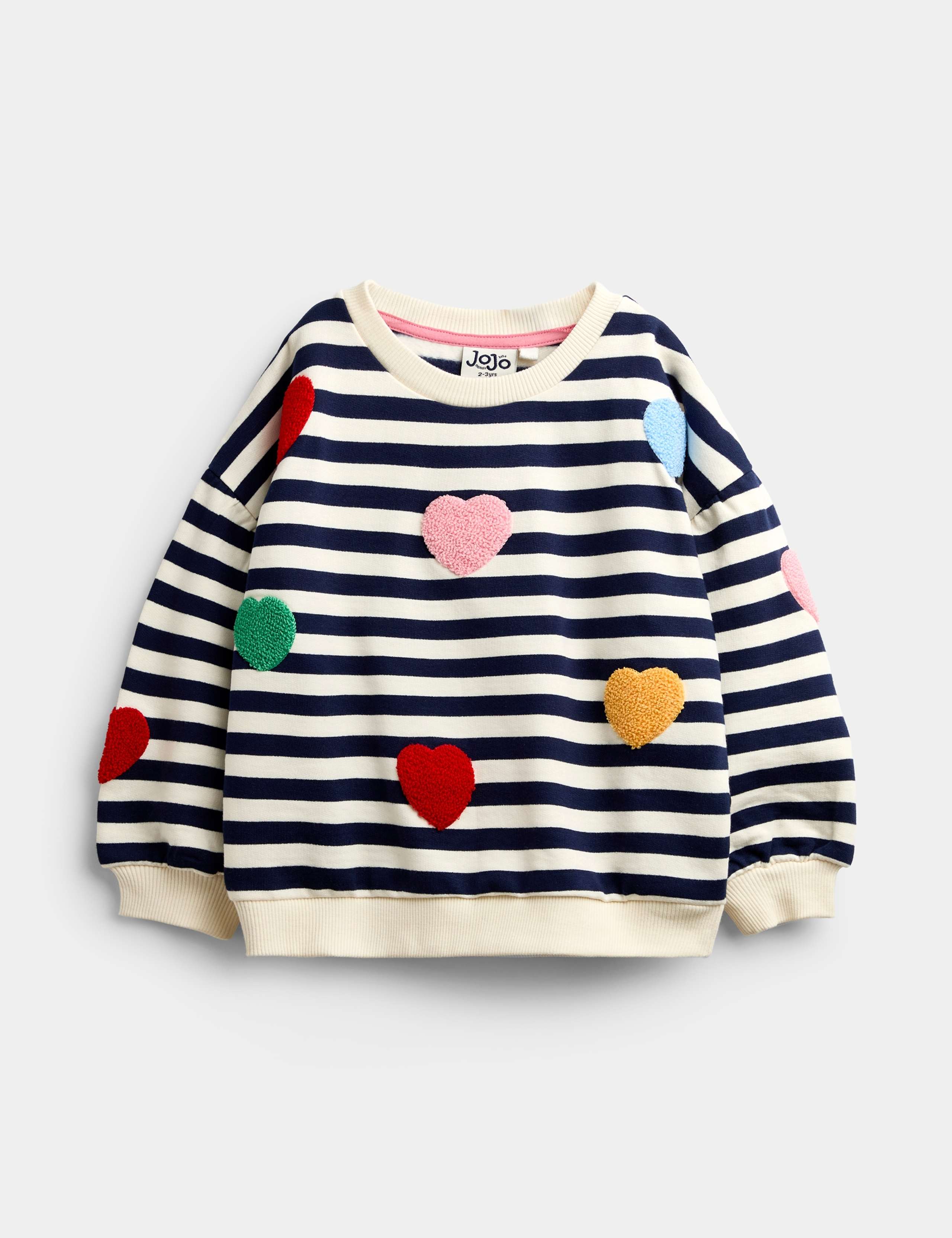 Pure Cotton Striped Boucle Heart Sweatshirt (1-5 Yrs) 1 of 4