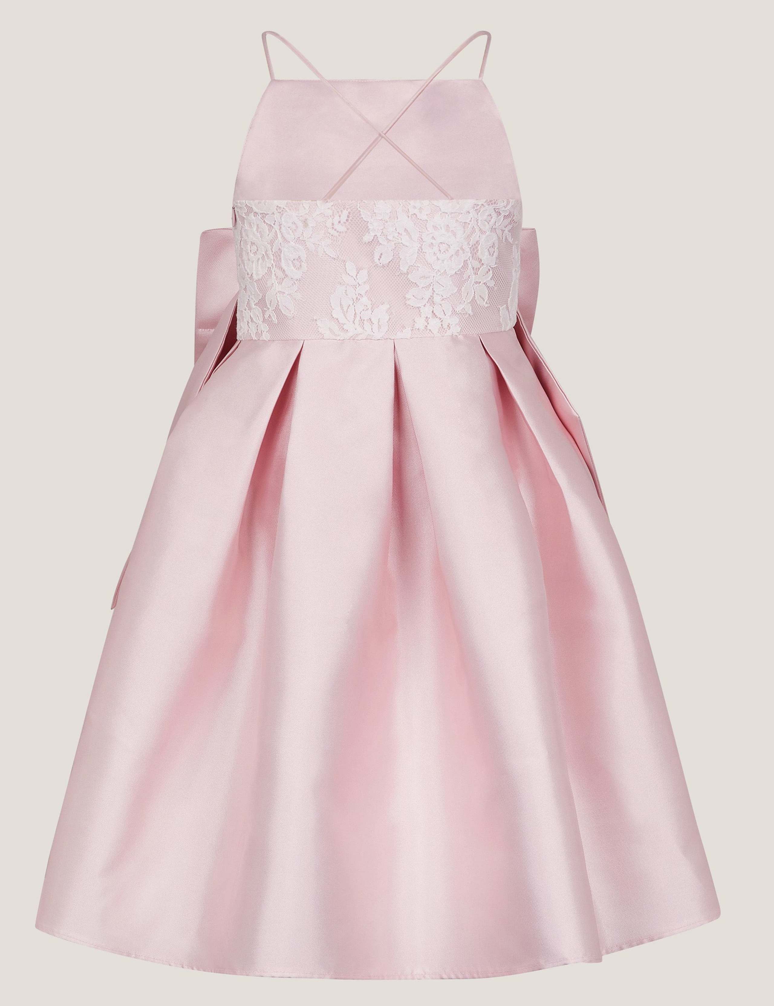 Satin Halter Neck Lace Detail Dress 3 of 3