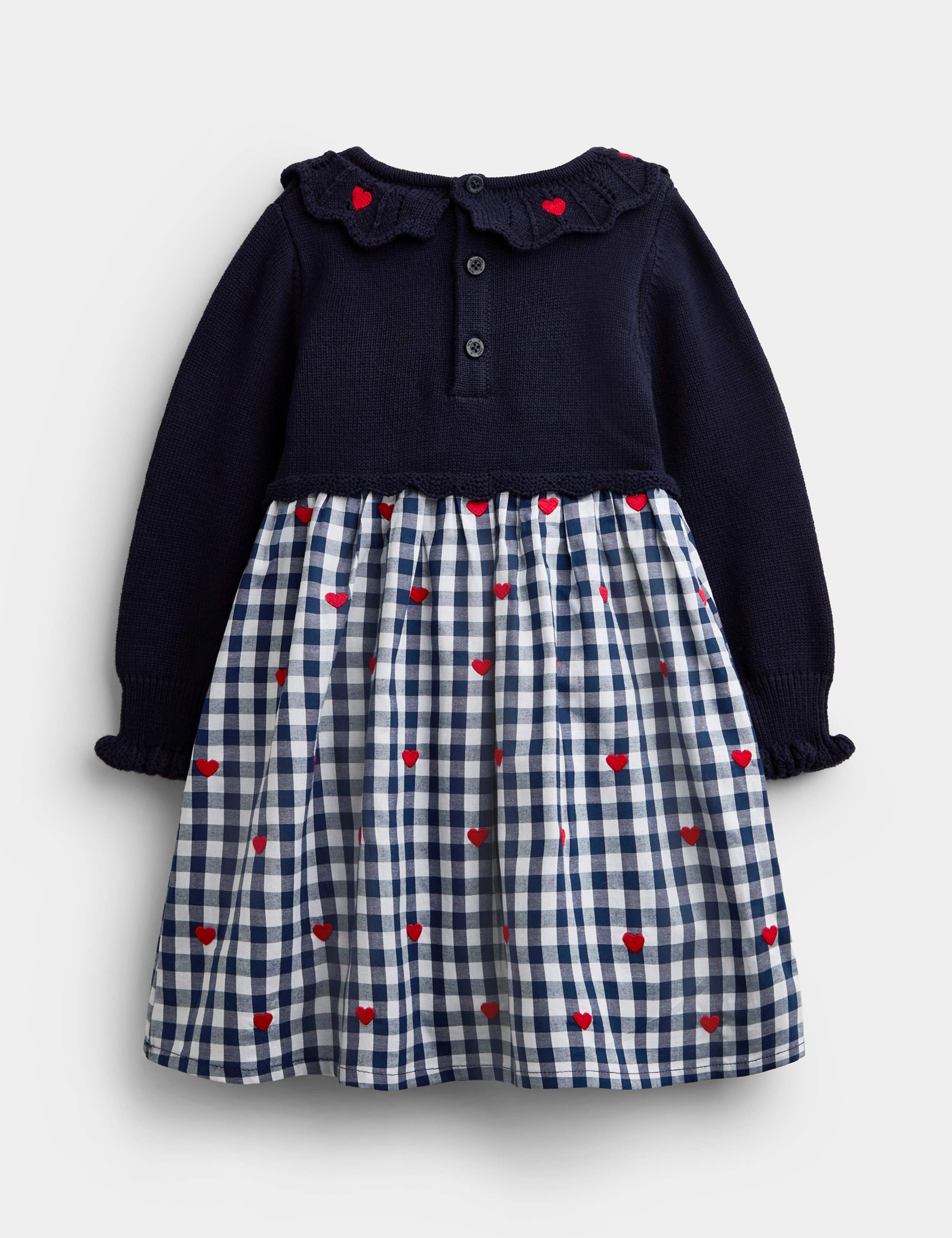 Gingham Heart Knitted Combo Dress 2 of 3