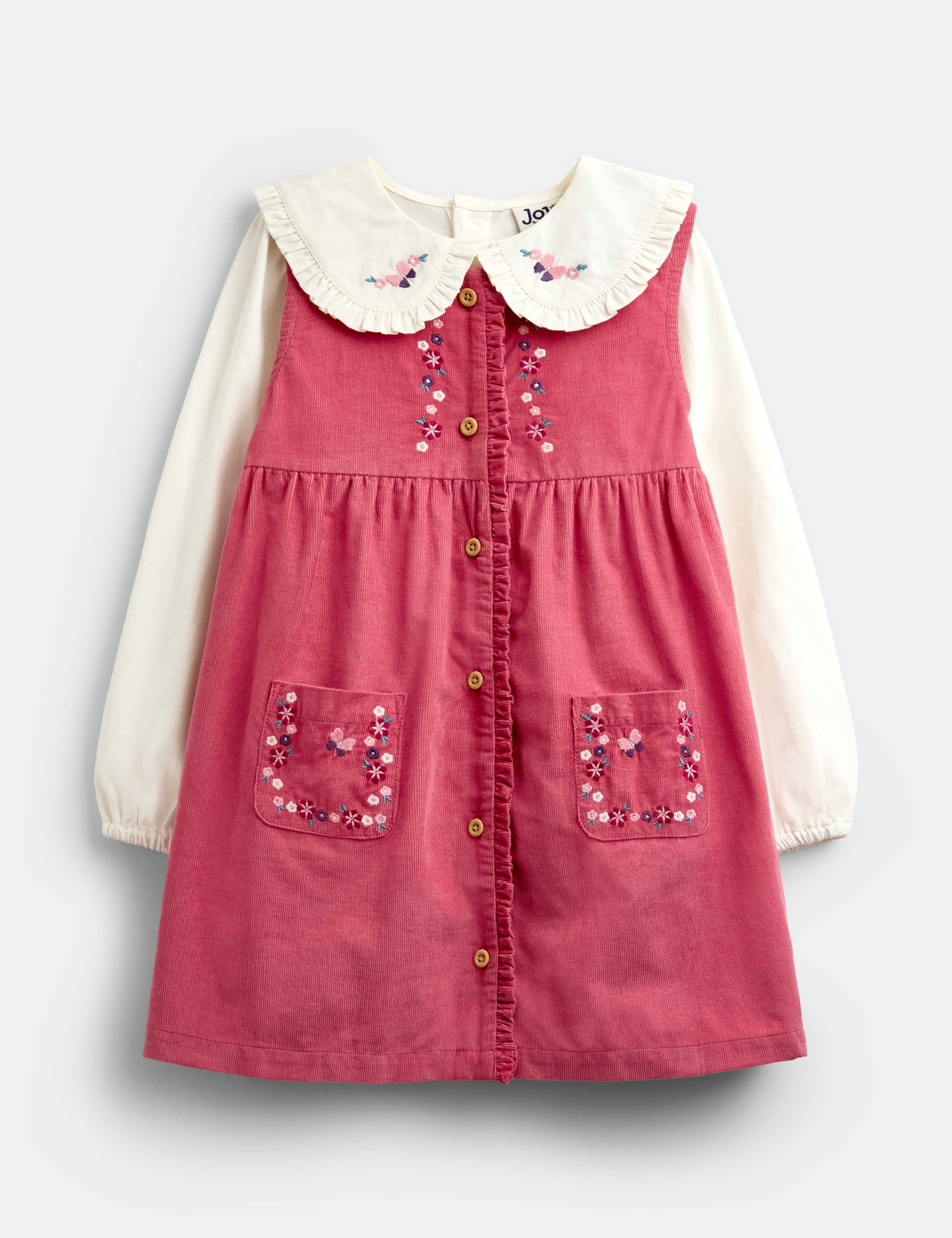 Embroidered Pinafore And Blouse Set 1 of 7