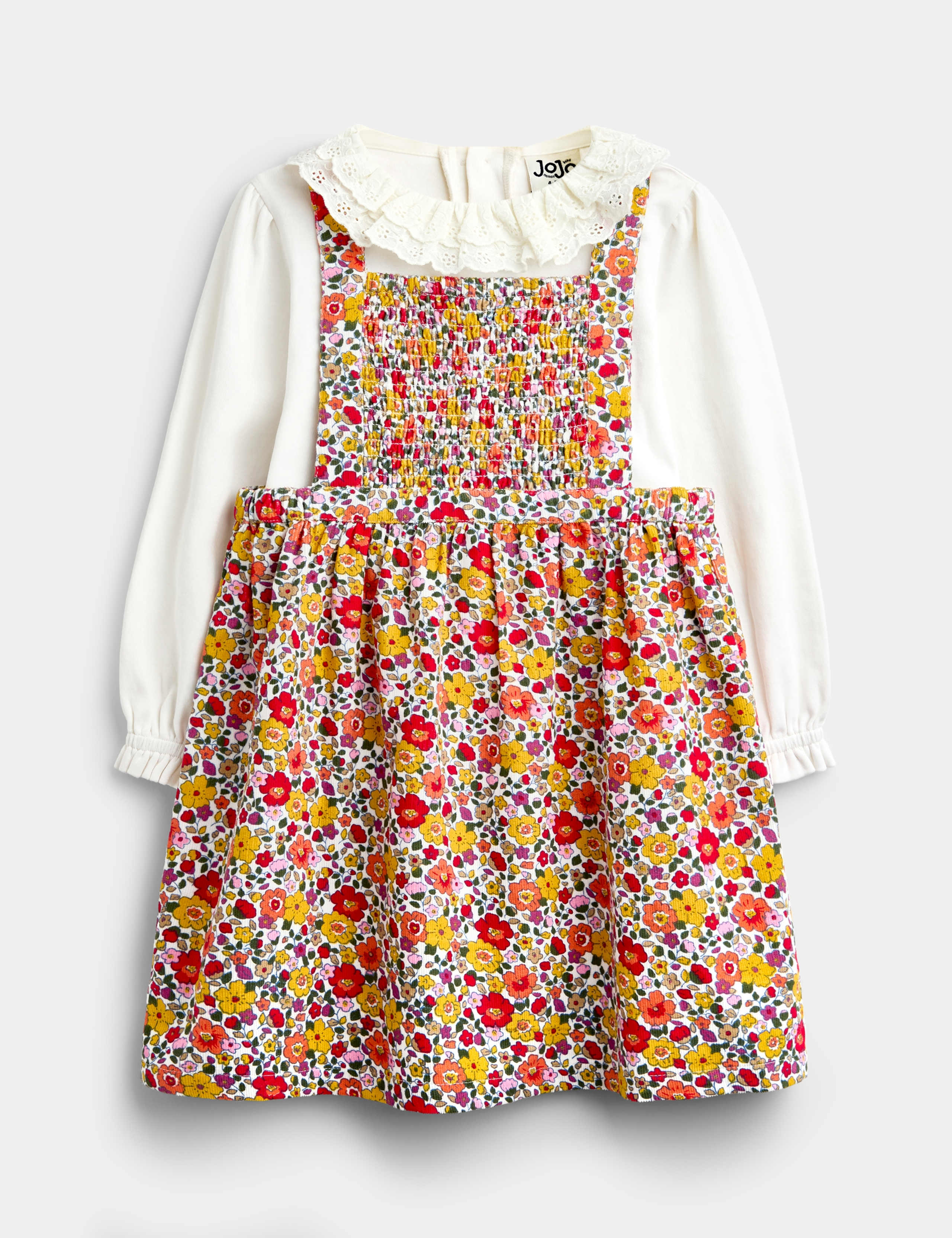 2pc Pure Cotton Floral Pinafore 1 of 6