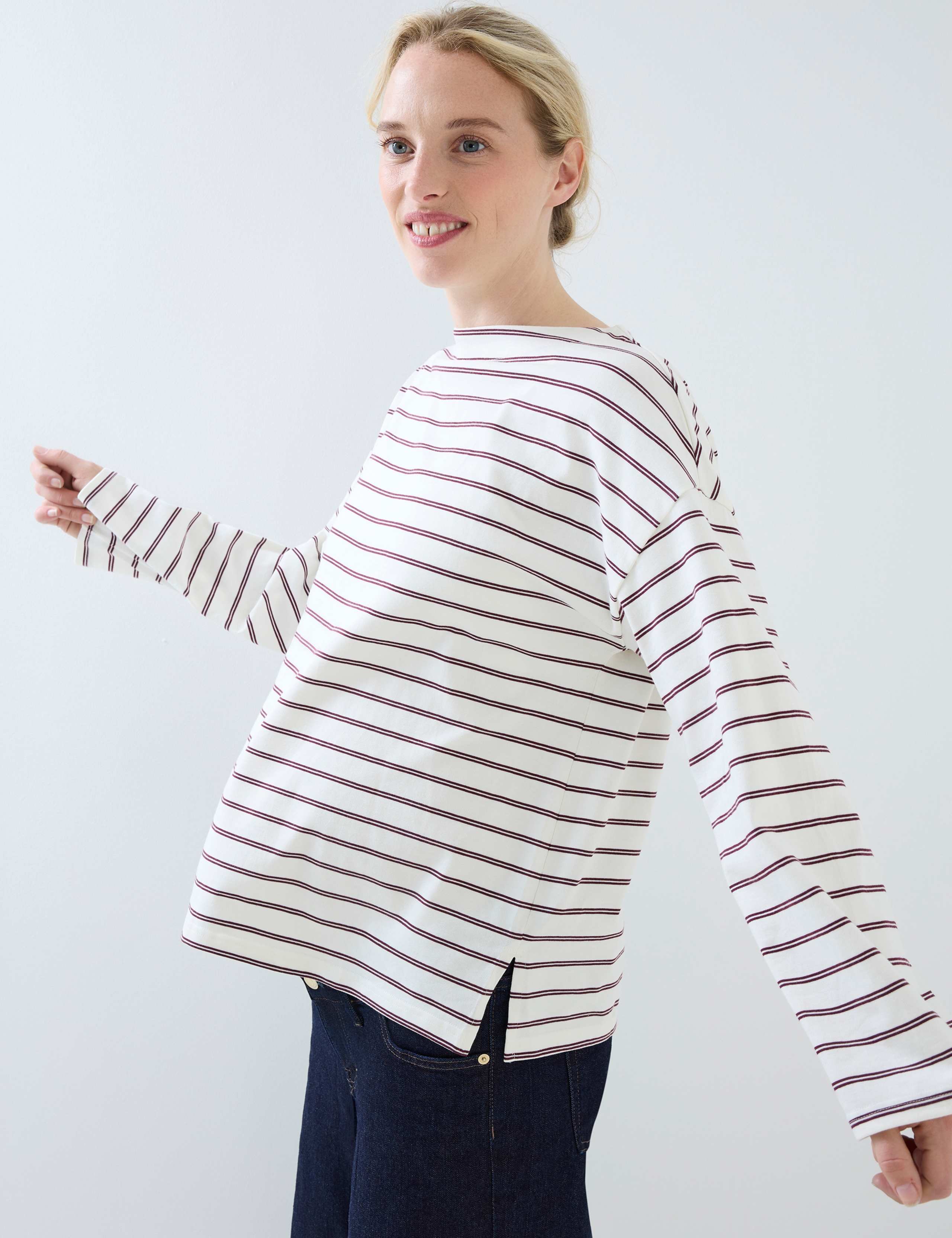 Pure Cotton Striped Oversized T-Shirt 3 of 5