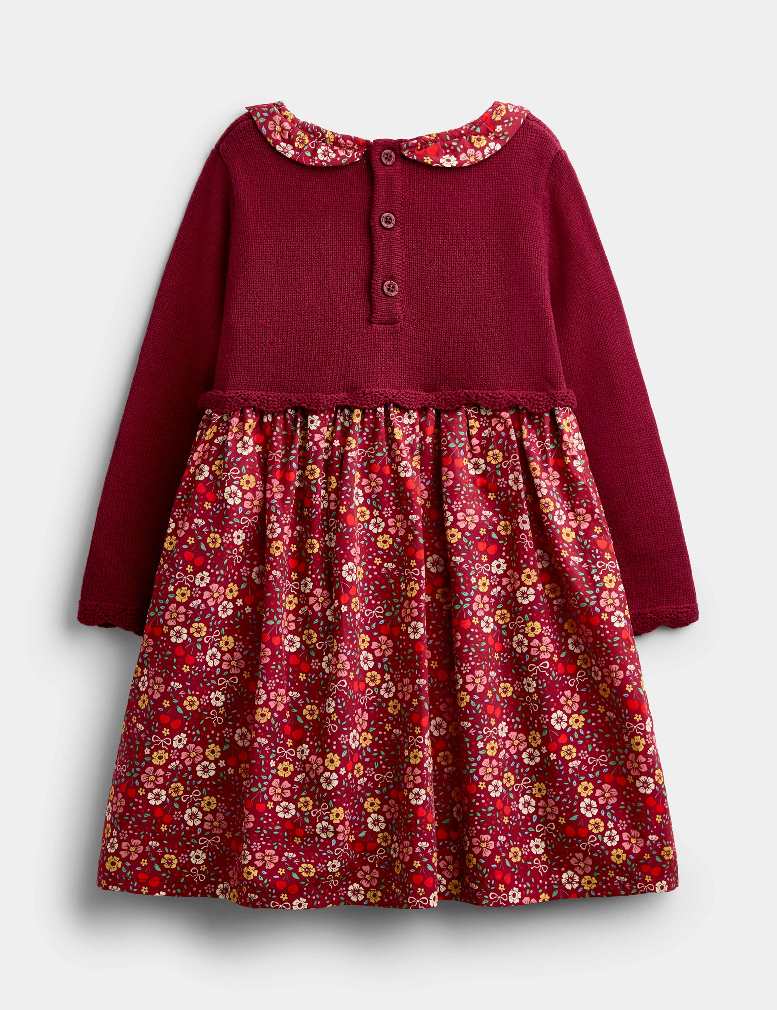 Cherry Print Knitted Combo Dress 2 of 4