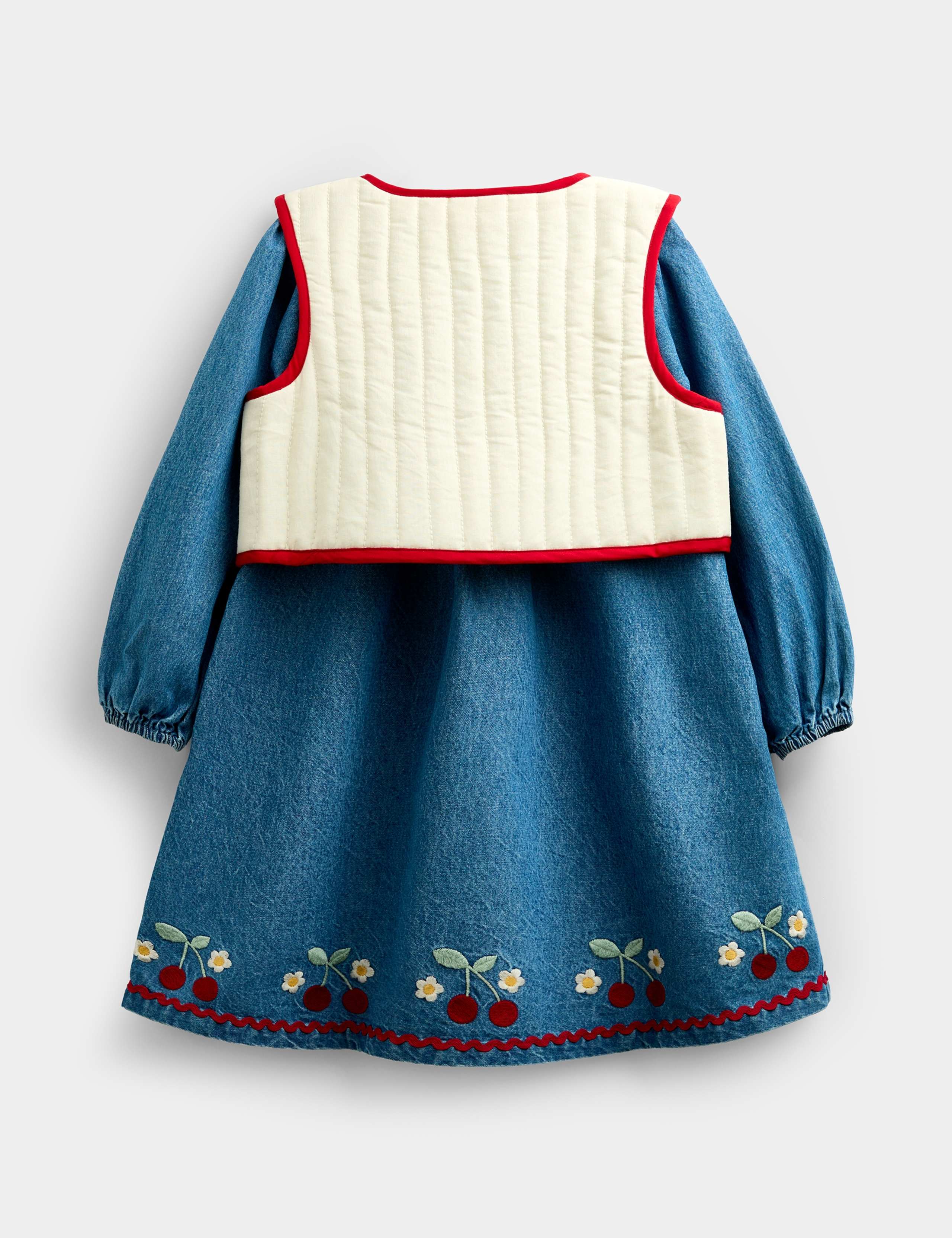 Embroidered Denim Dress And Gilet Set 7 of 9