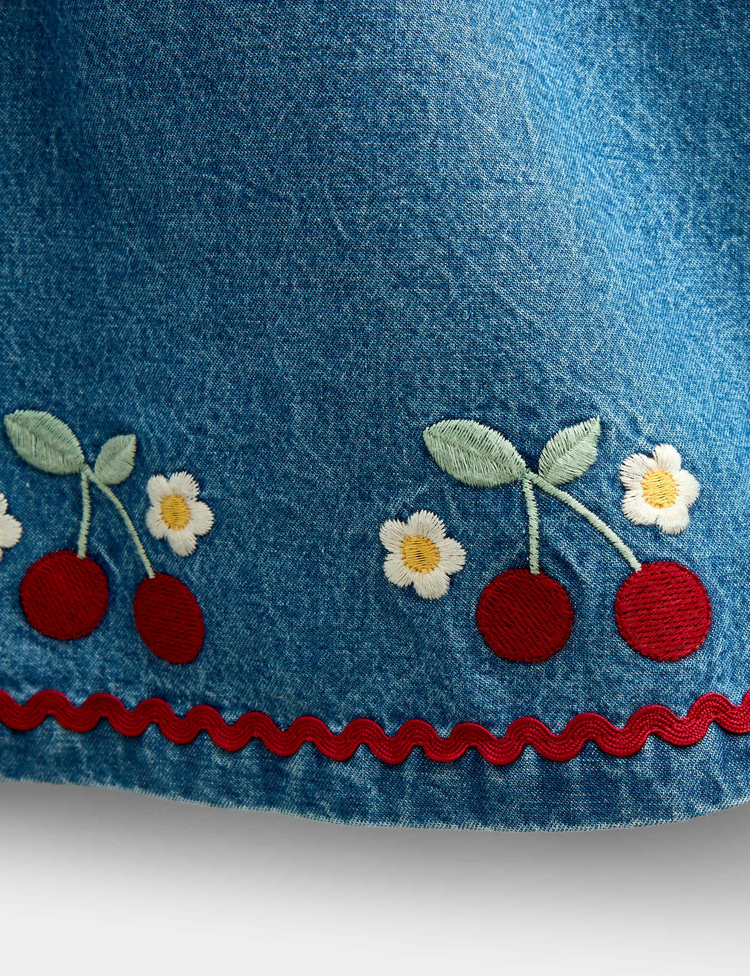 Embroidered Denim Dress And Gilet Set 9 of 9
