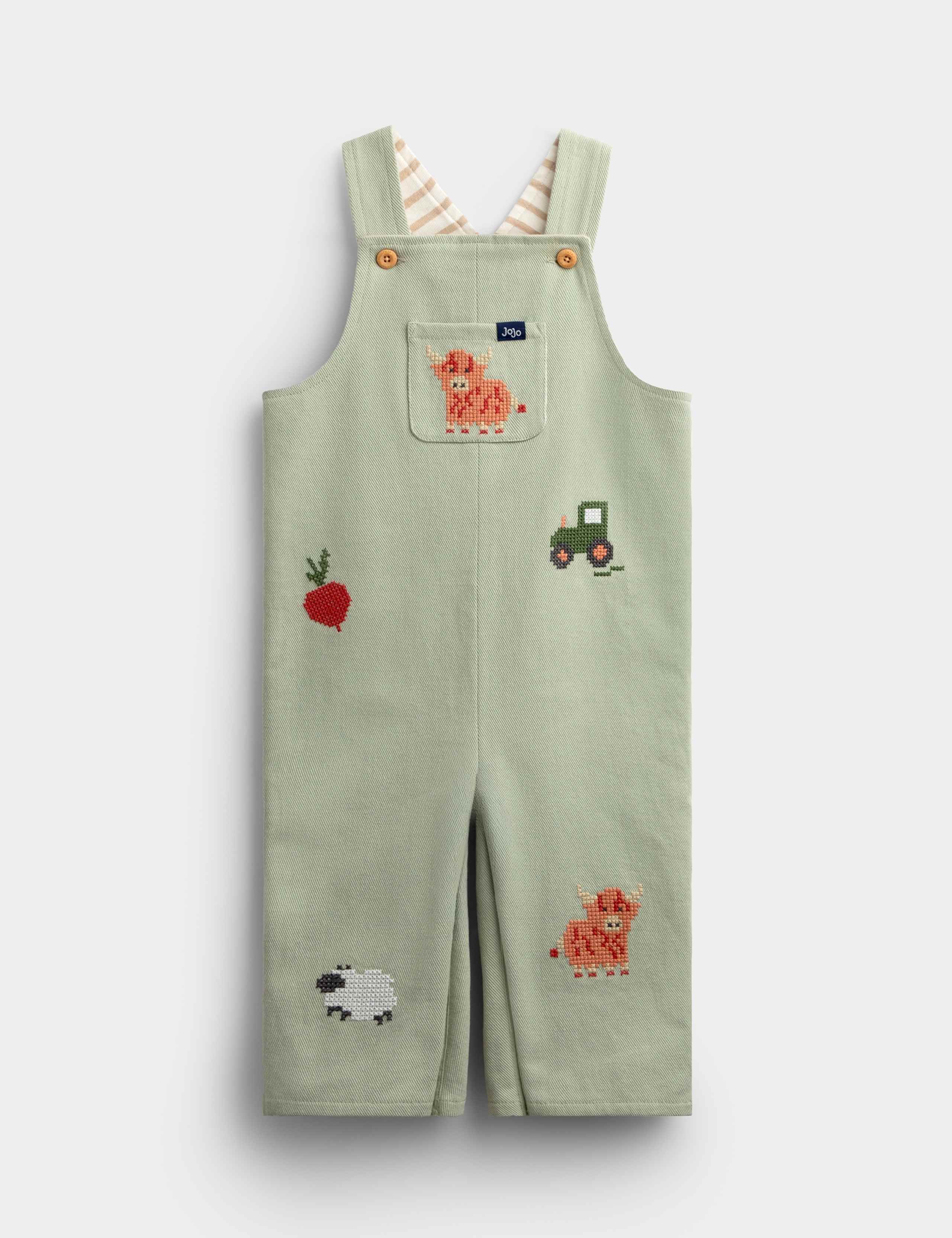 2pc Pure Cotton Embroidered Dungarees 4 of 6