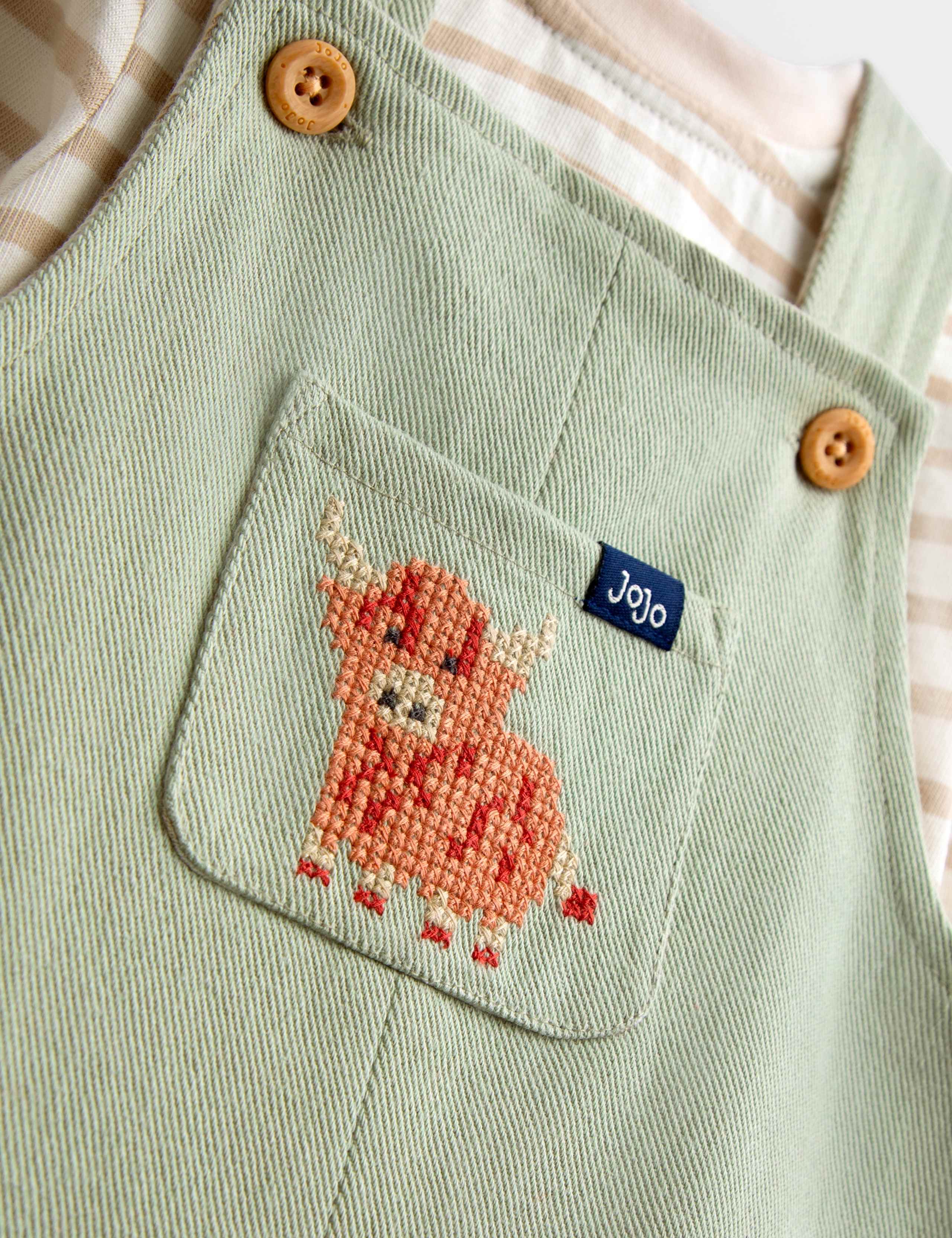 2pc Pure Cotton Embroidered Dungarees 6 of 6