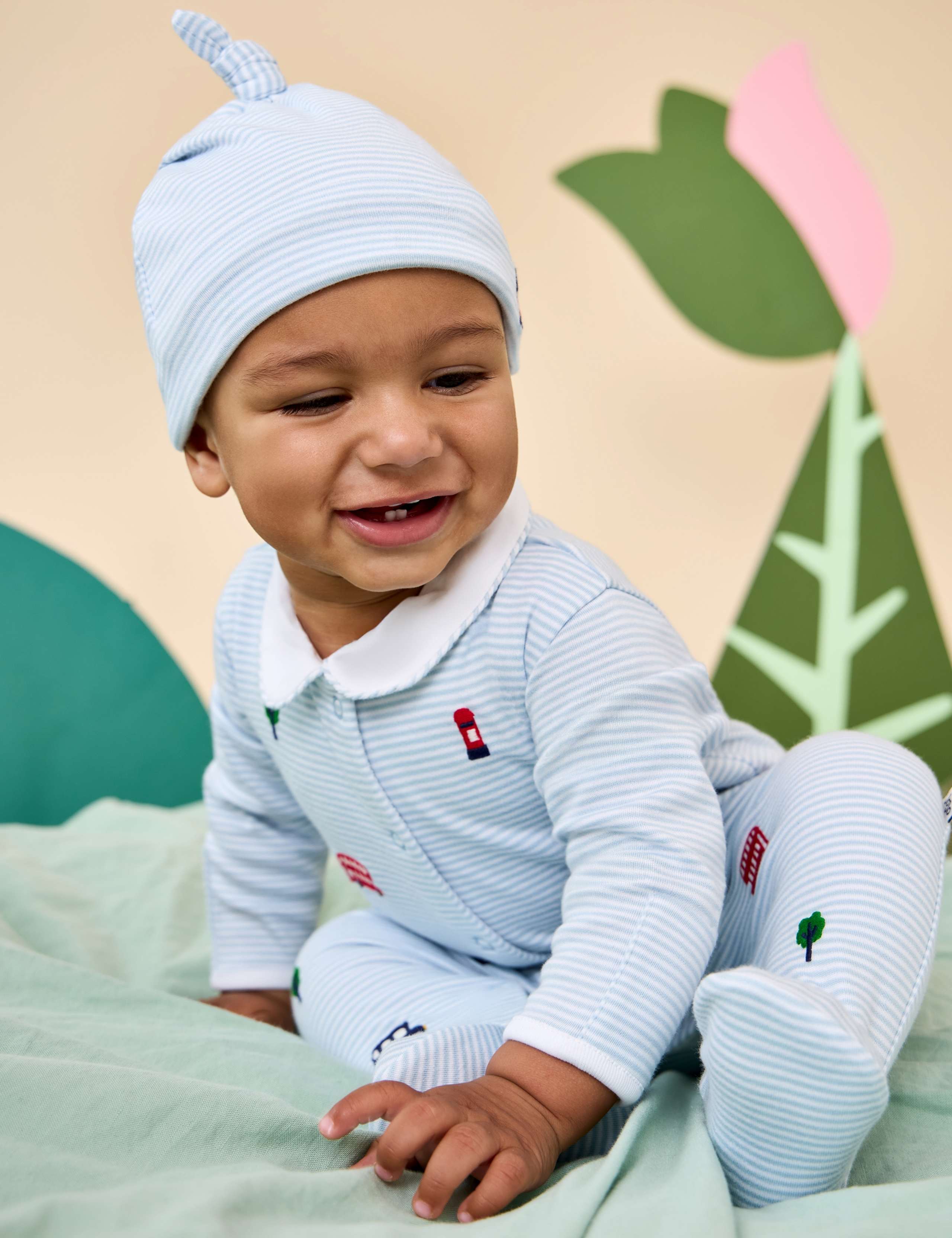 2pc Pure Cotton Embroidered Sleepsuit & Hat 4 of 8