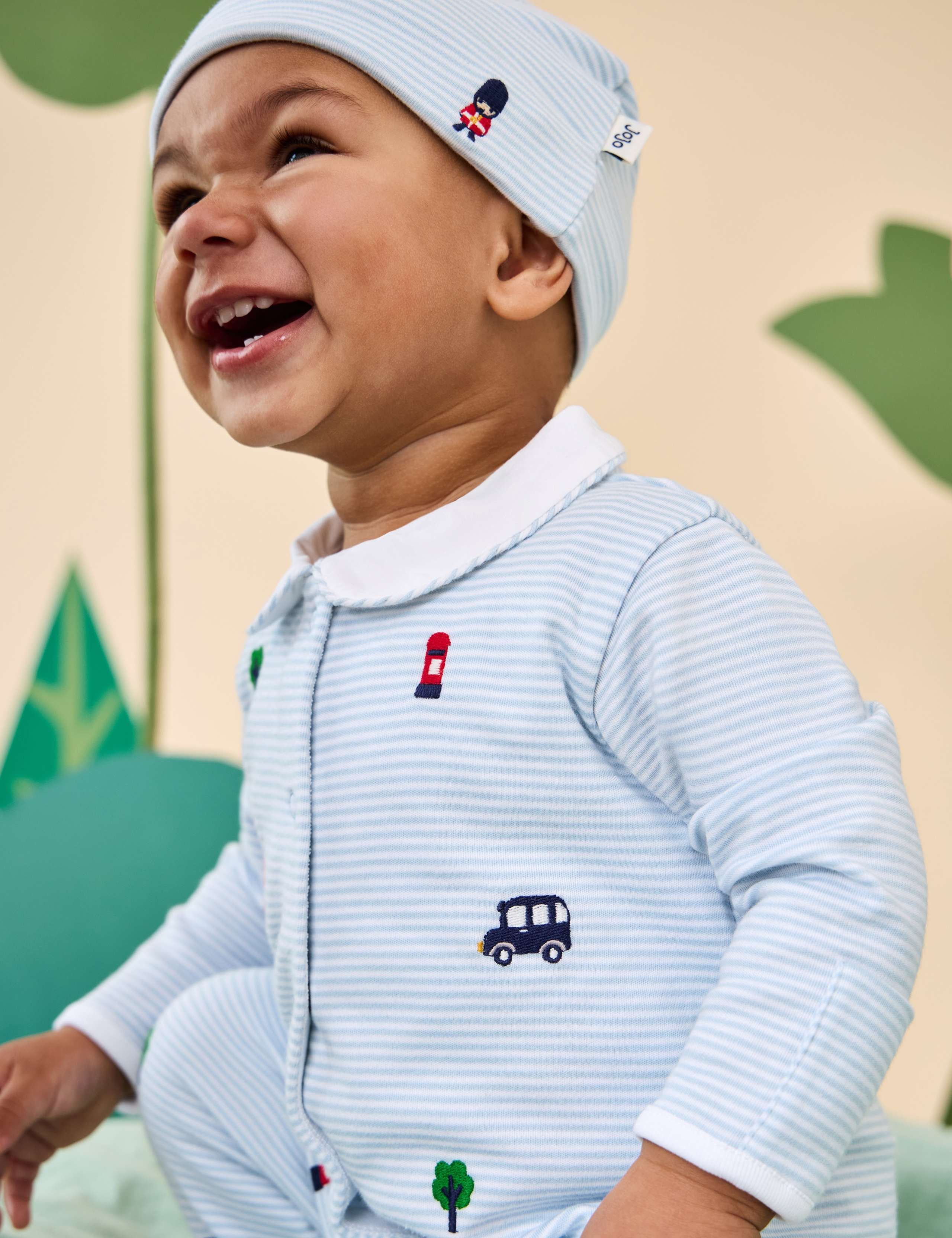 2pc Pure Cotton Embroidered Sleepsuit & Hat 5 of 8