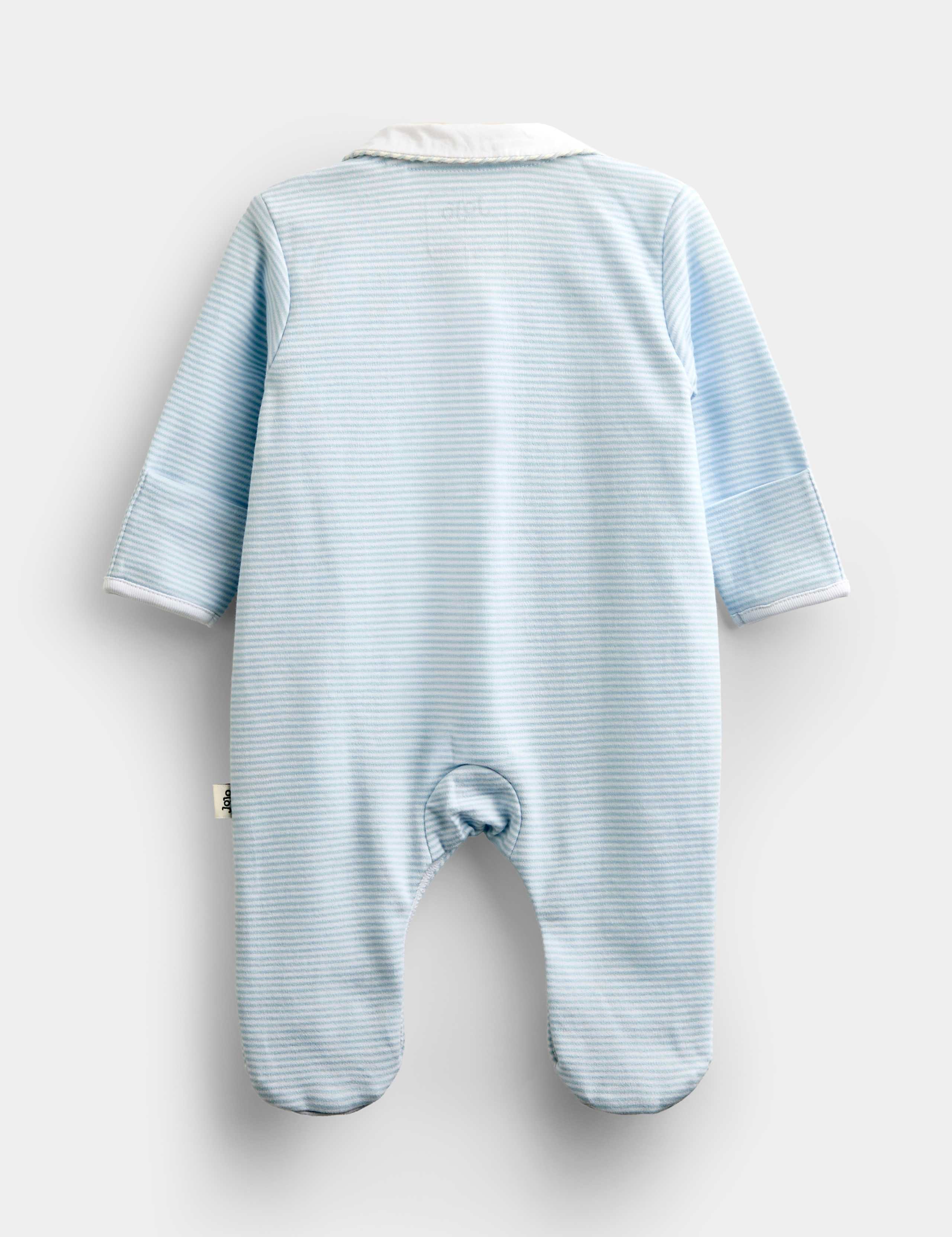 2pc Pure Cotton Embroidered Sleepsuit & Hat 7 of 8