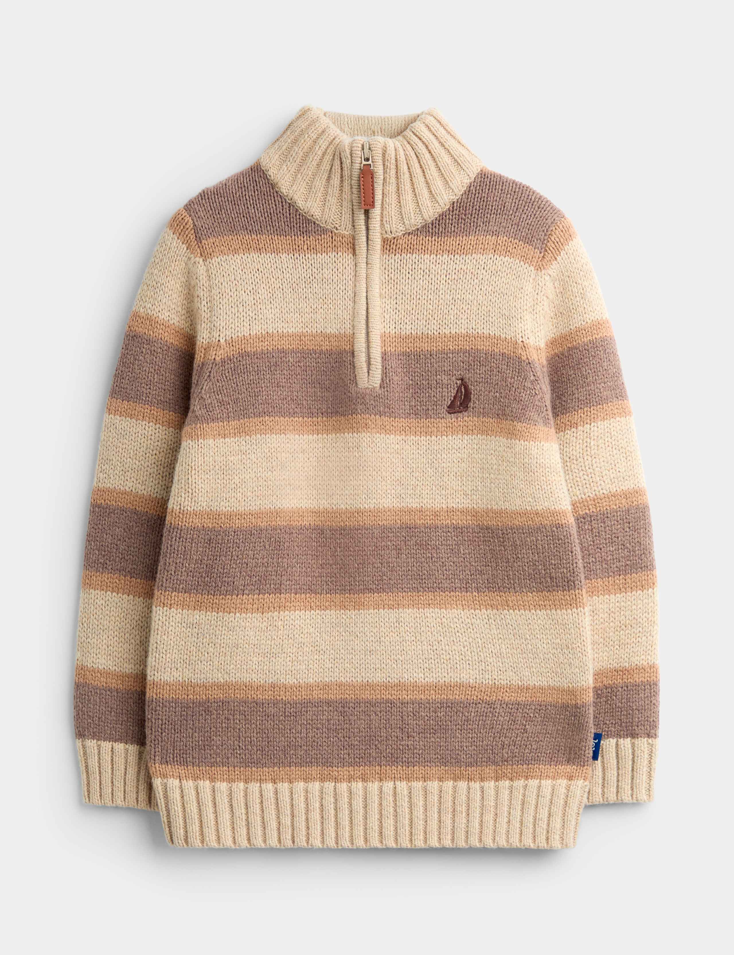 Striped Half Zip Knitted Jumper 1 of 4