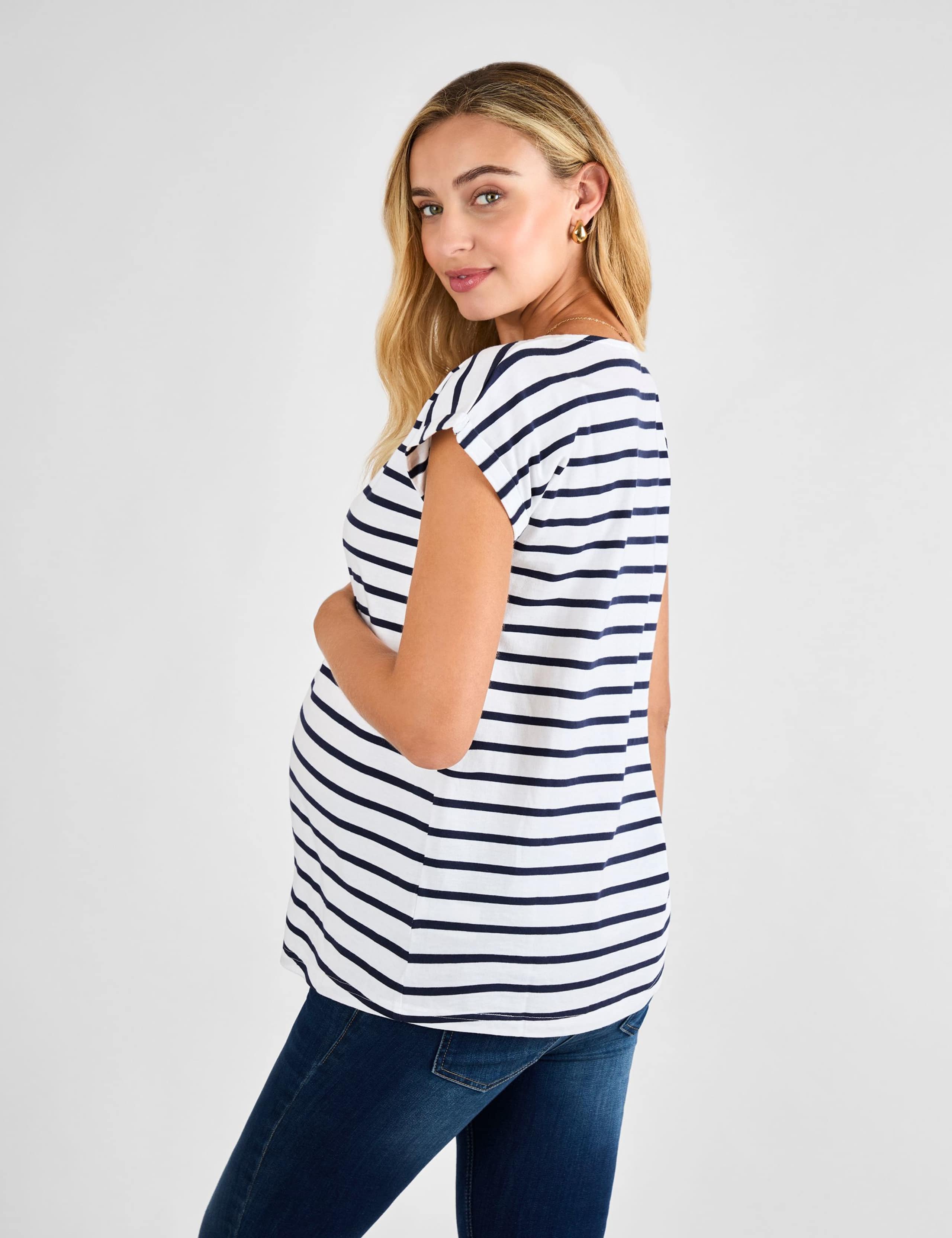 Maternity Pure Cotton Striped T-Shirt 3 of 4