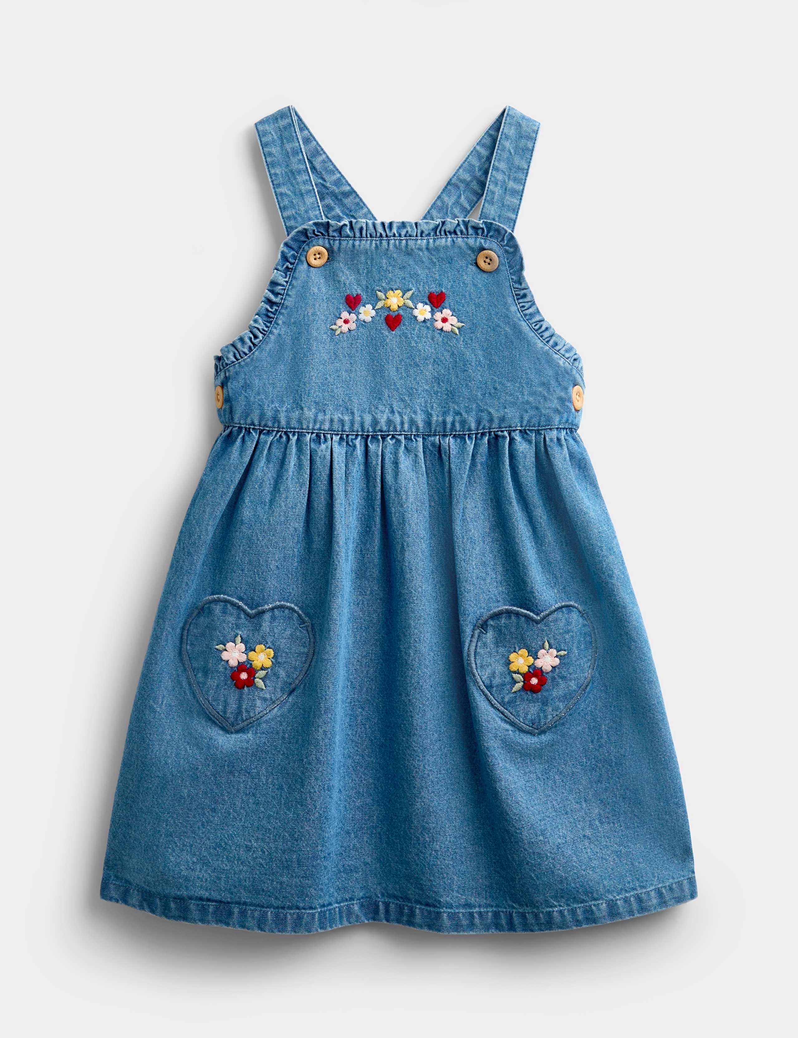 2pc Pure Cotton Heart Pocket Pinafore Dress 4 of 8