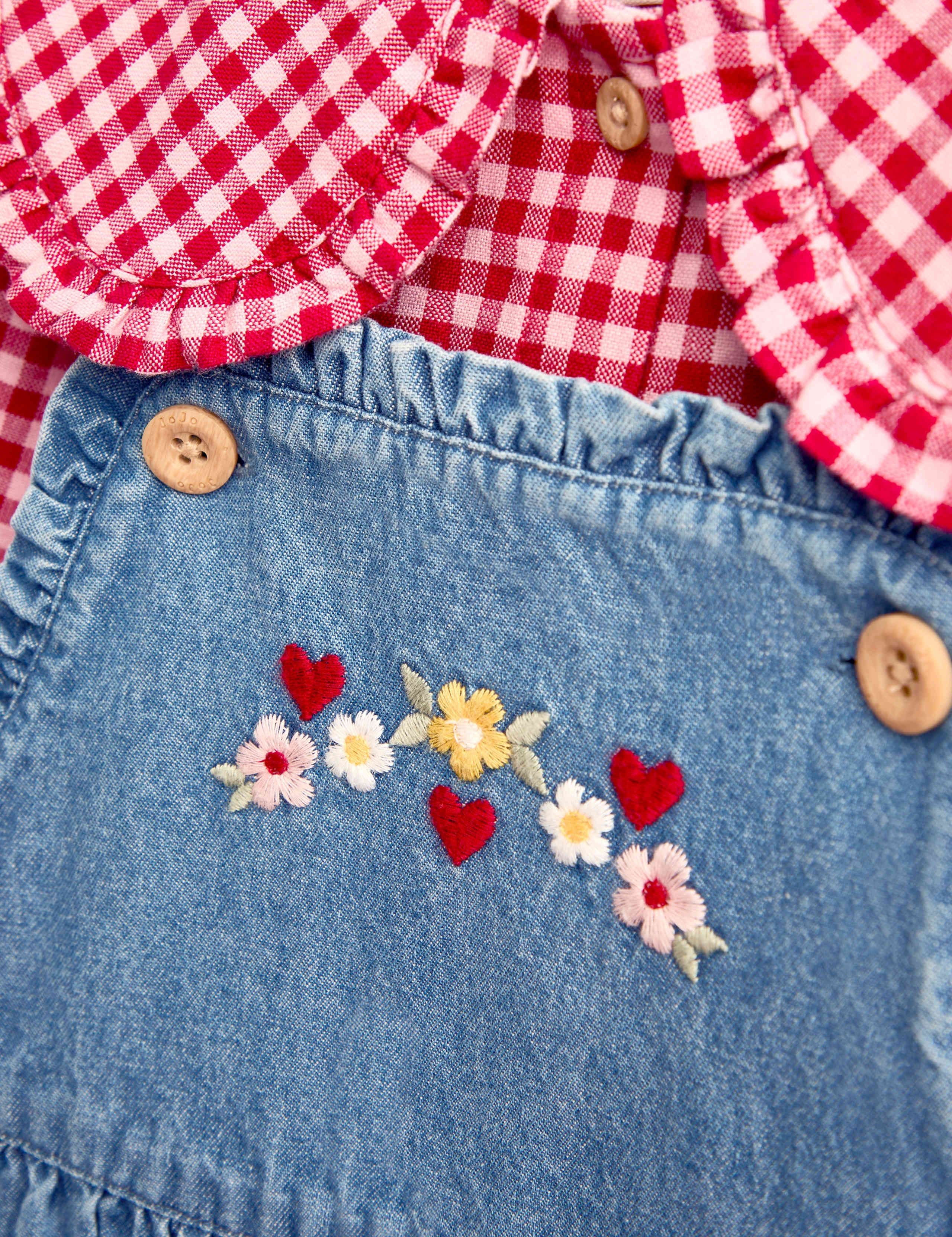 2pc Pure Cotton Heart Pocket Pinafore Dress 6 of 8