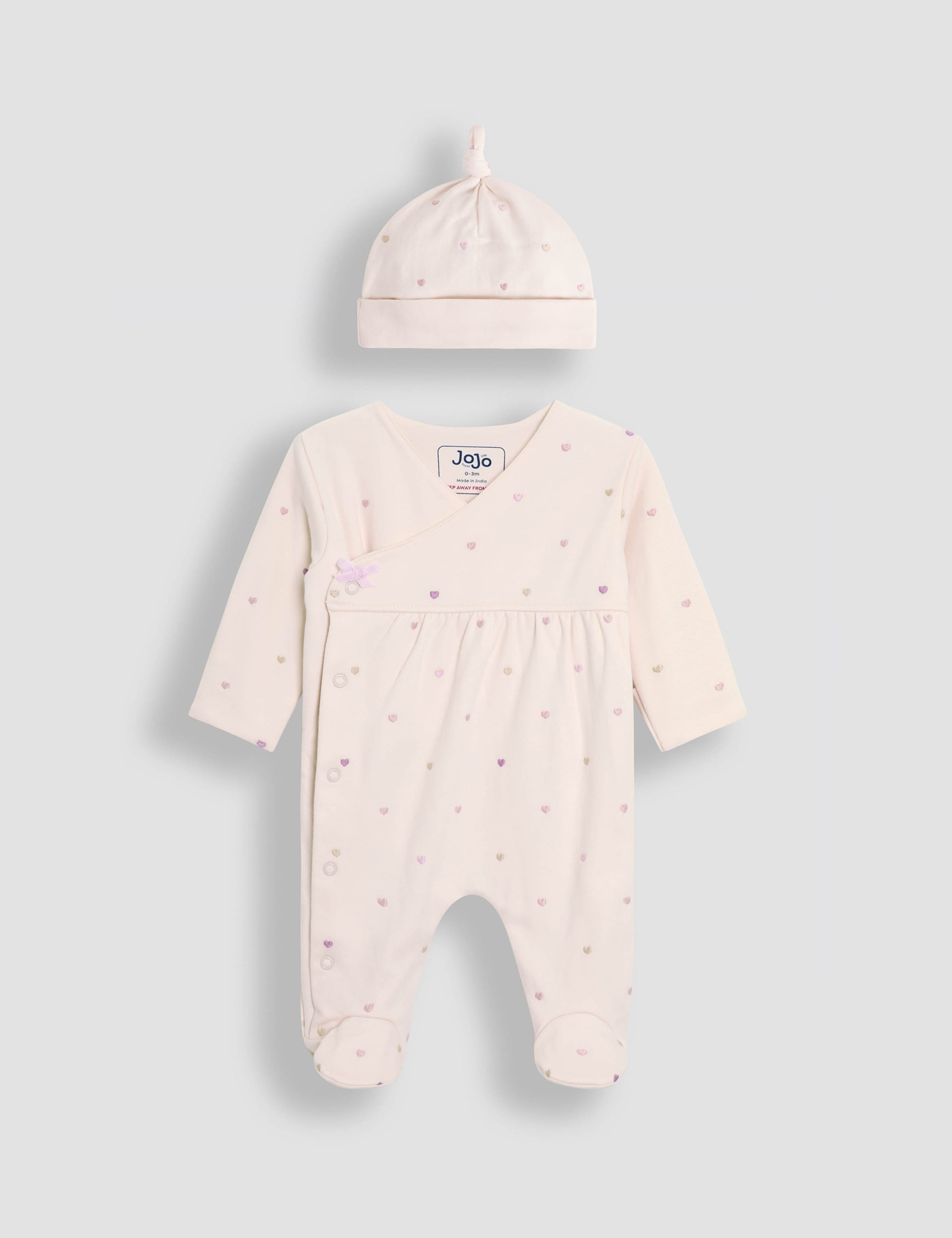 2pc Pure Cotton Heart Print Sleepsuit Set 2 of 7
