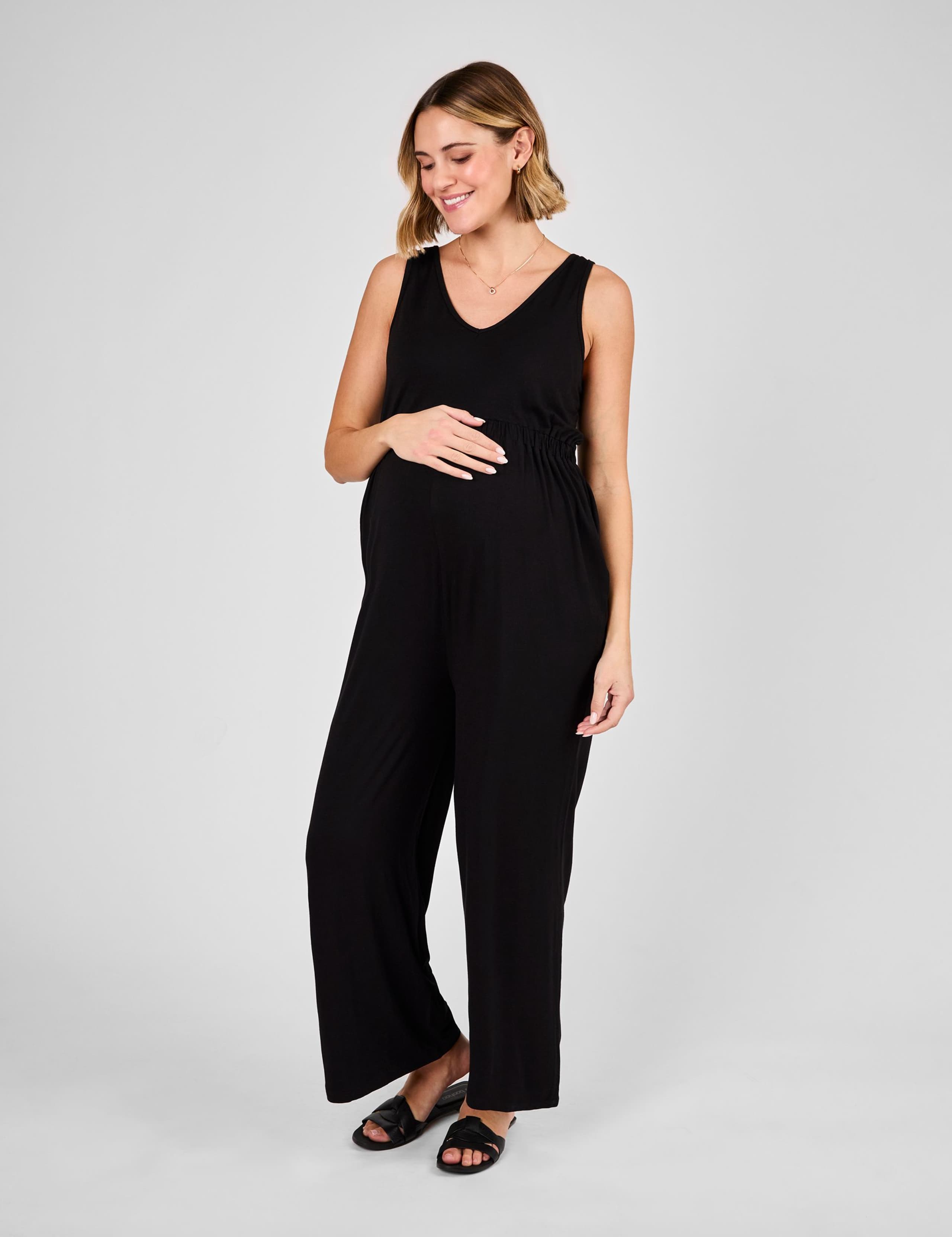 Maternity Jersey Wide Leg Jumpsuit 1 of 4